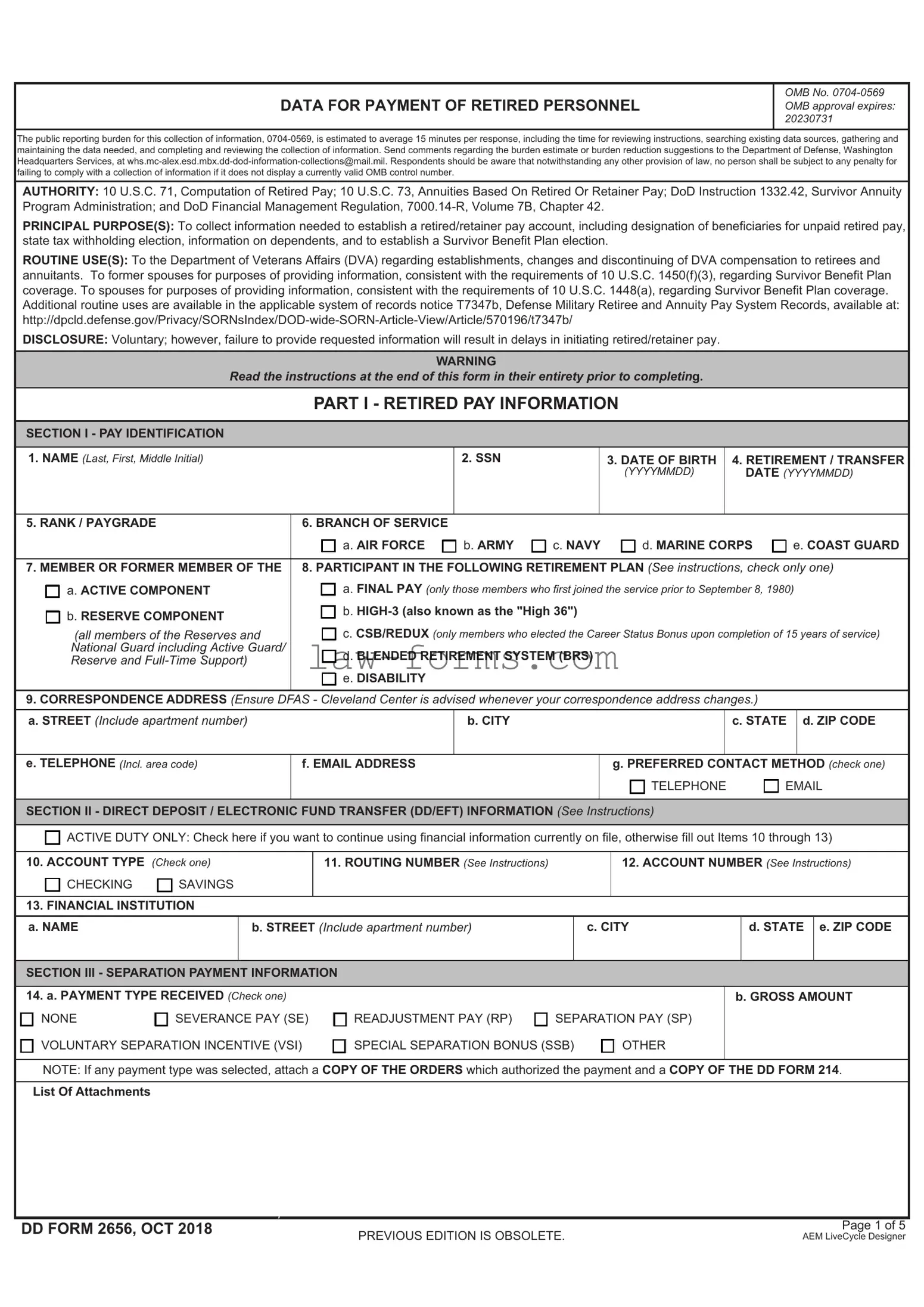 DD 2656 PDF Template