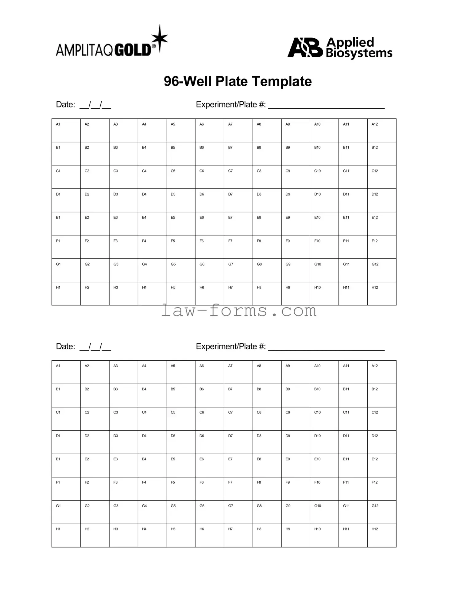 96 Well PDF Template