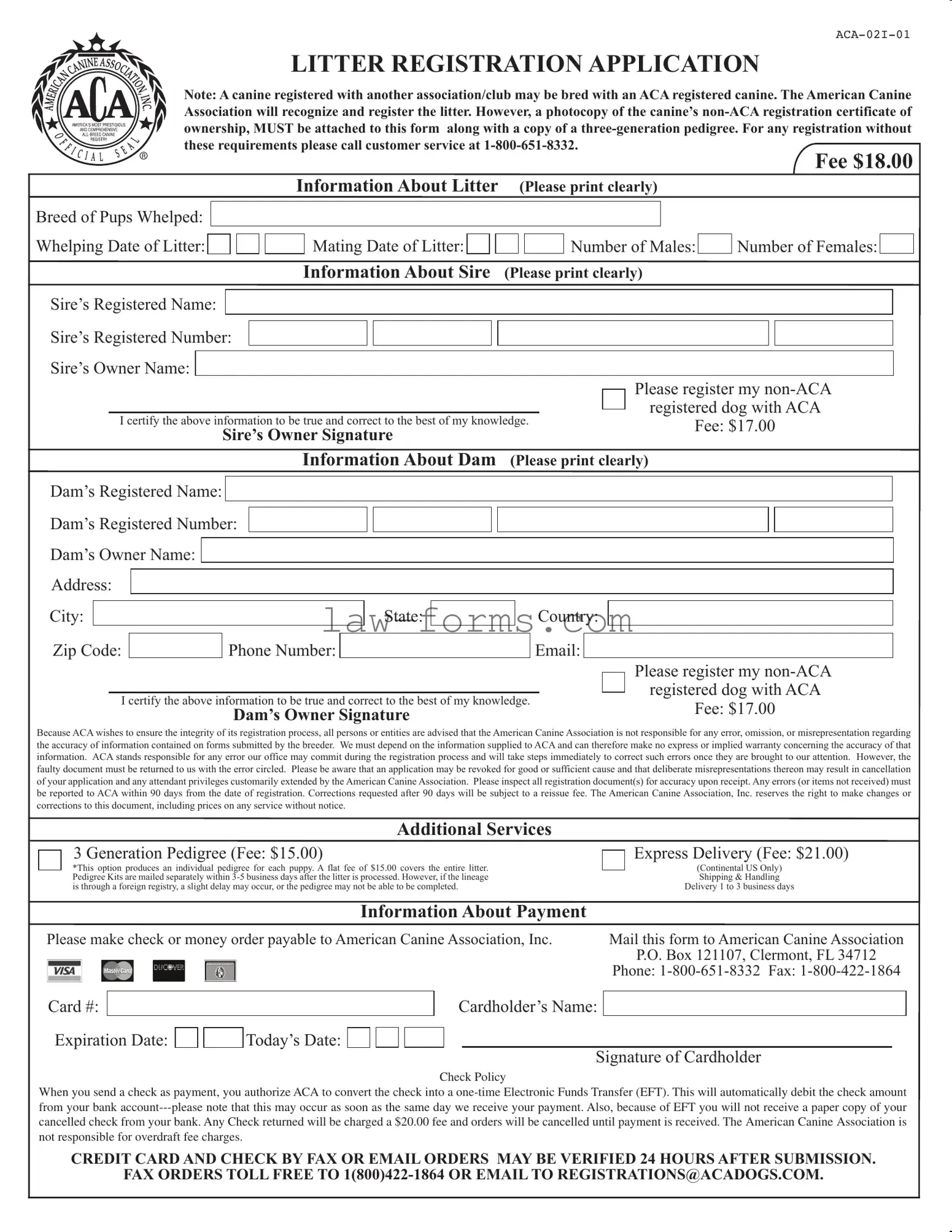 Aca Litter Registration PDF Template
