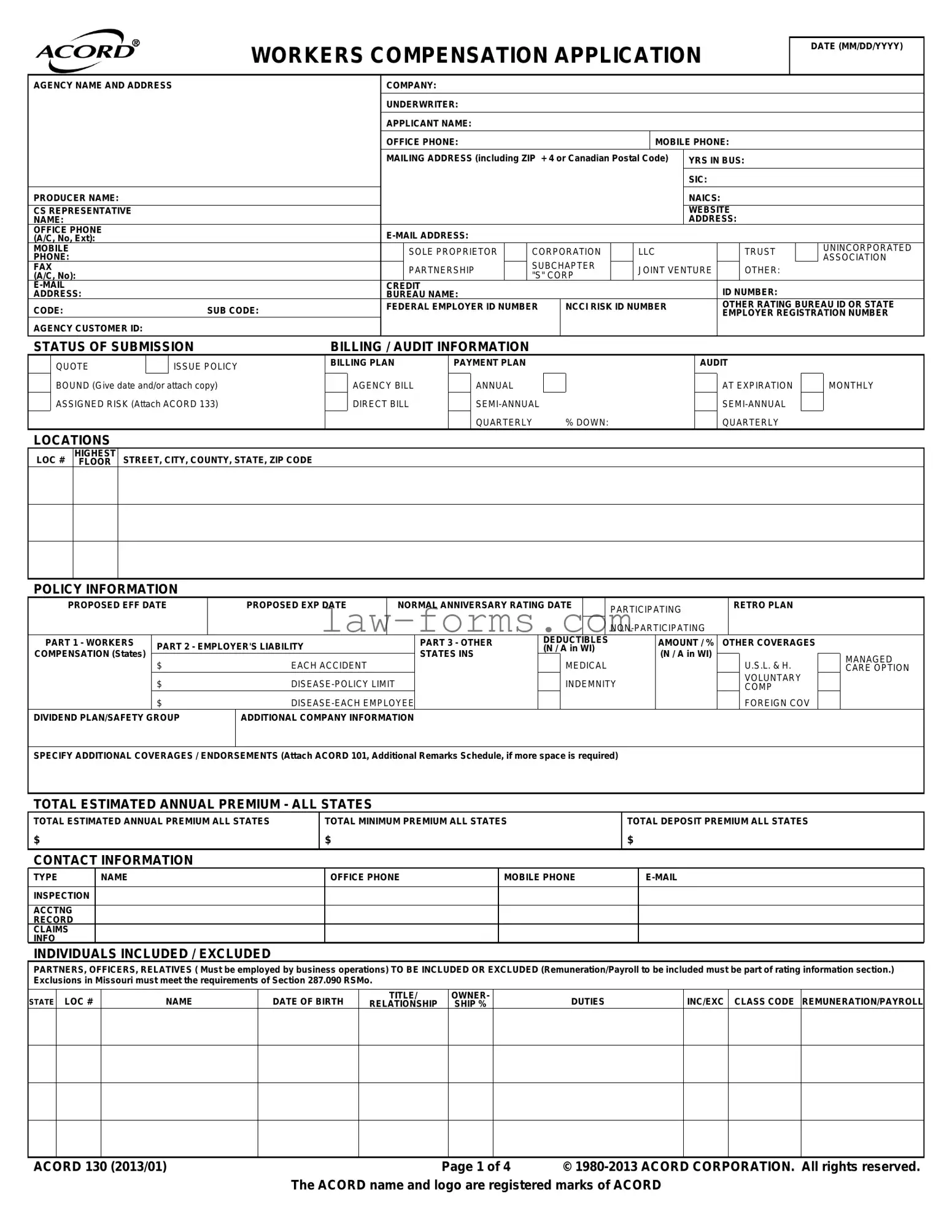 Acord 130 PDF Template