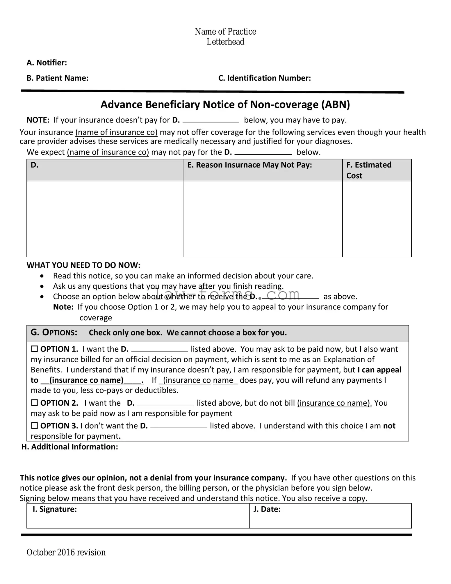 Advance Beneficiary Notice of Non-coverage PDF Template