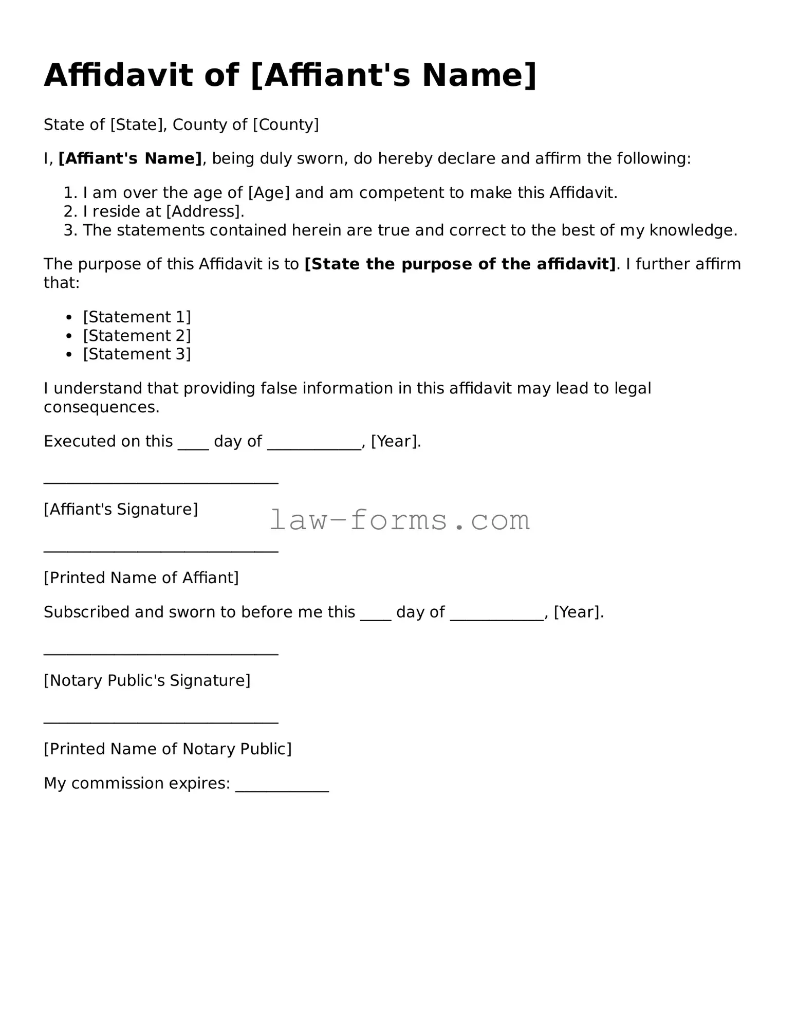Valid Affidavit Template