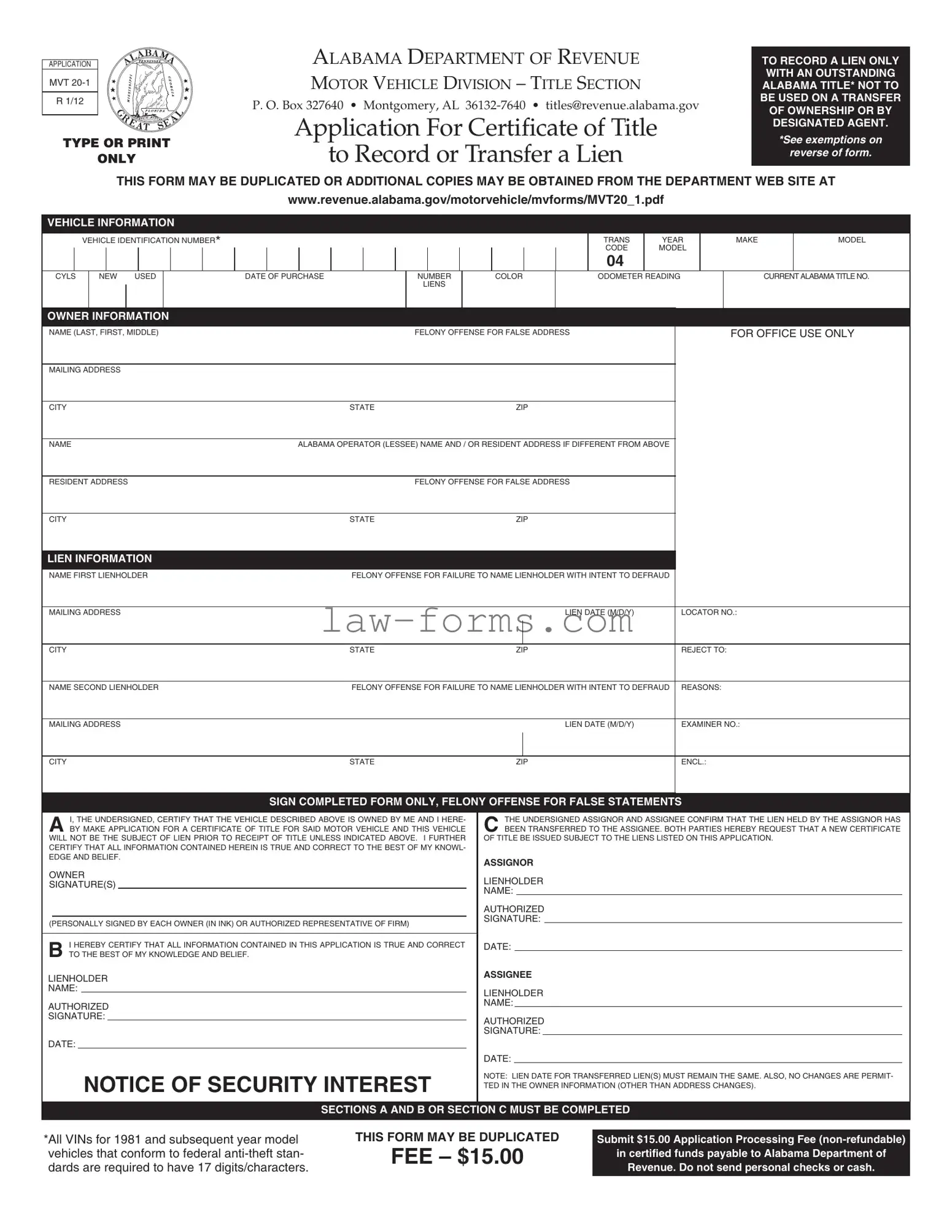 Alabama Mvt 20 1 PDF Template