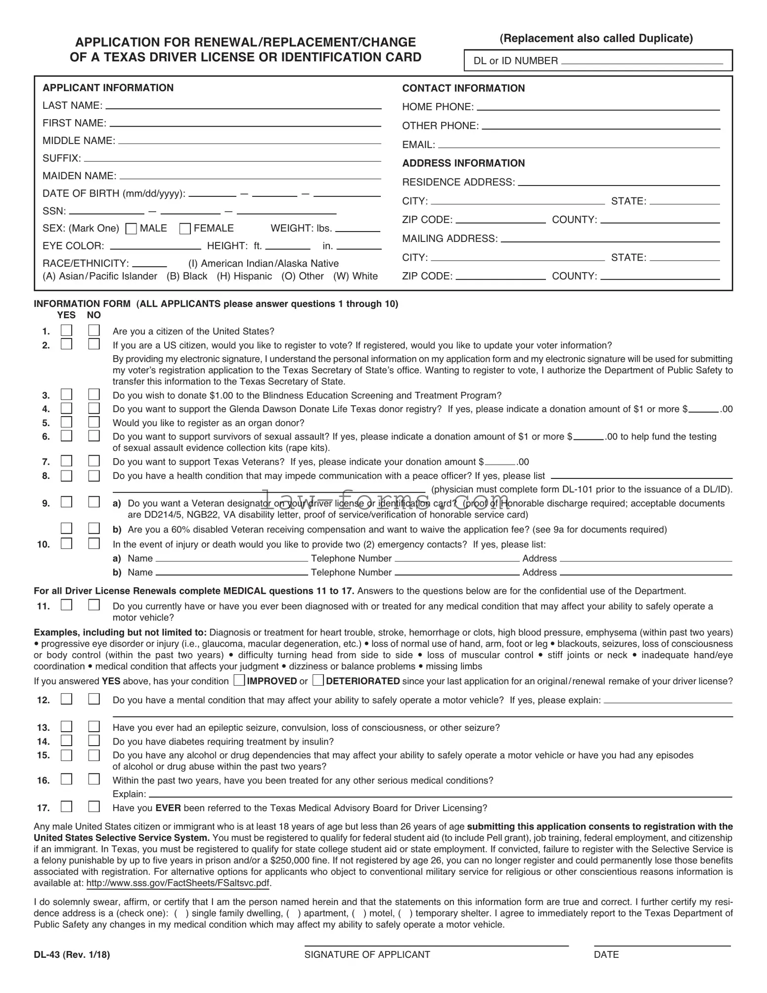 DL-43 PDF Template