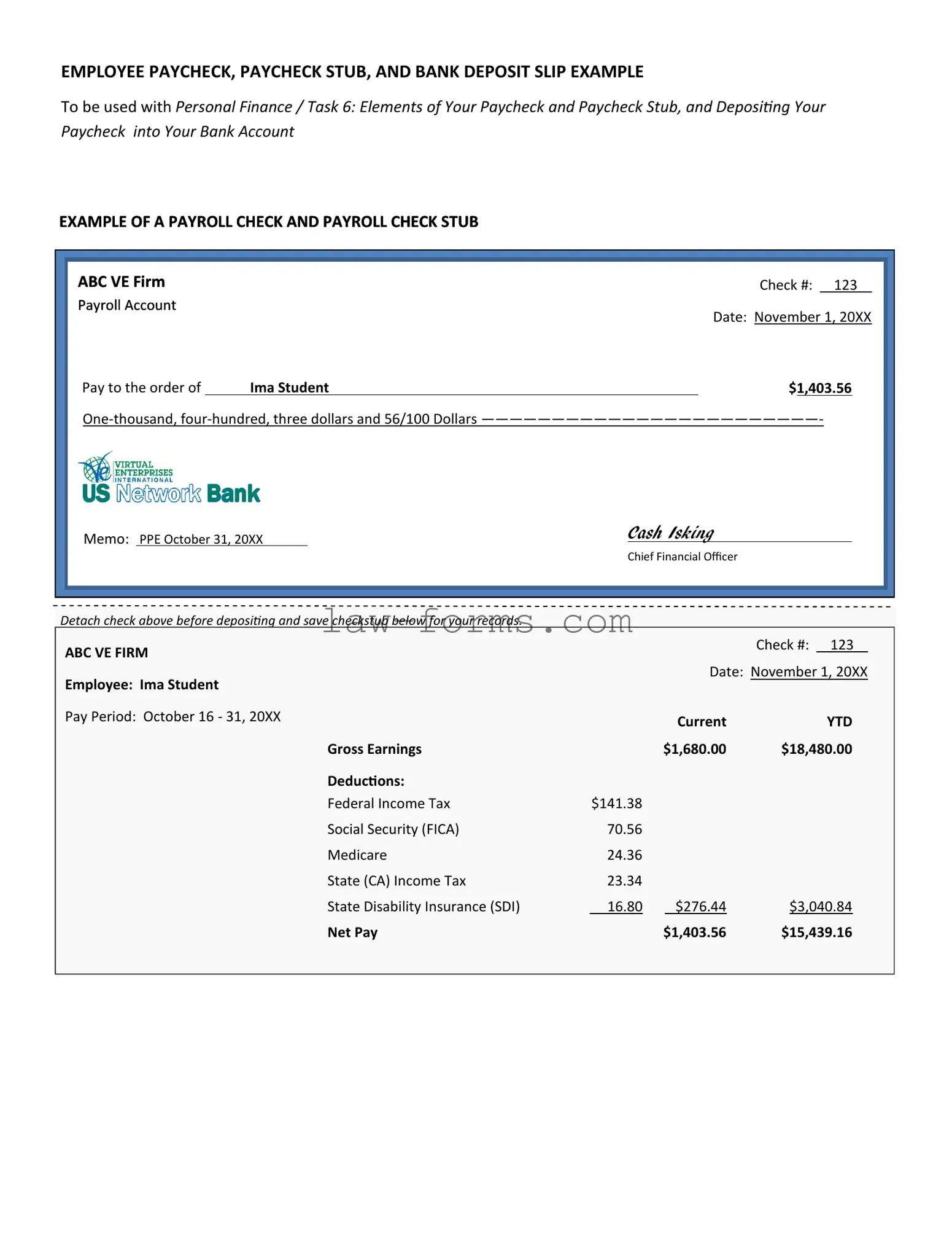 Payroll Check PDF Template