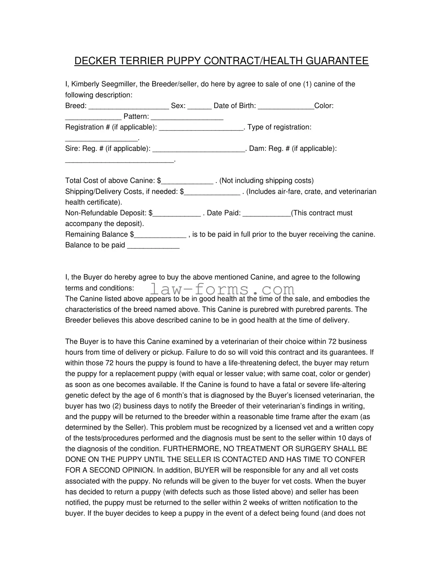 Health Guarantee PDF Template