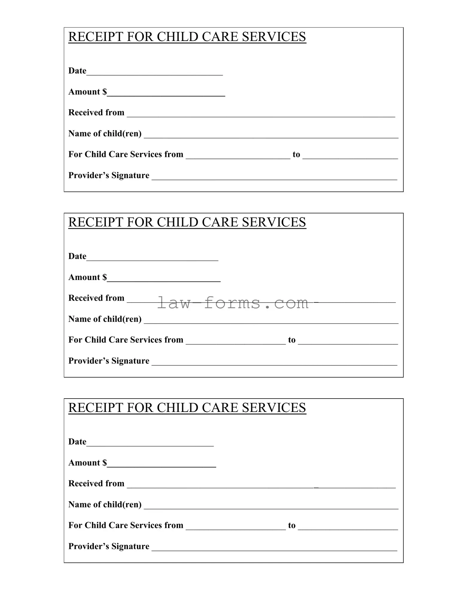 Childcare Receipt PDF Template