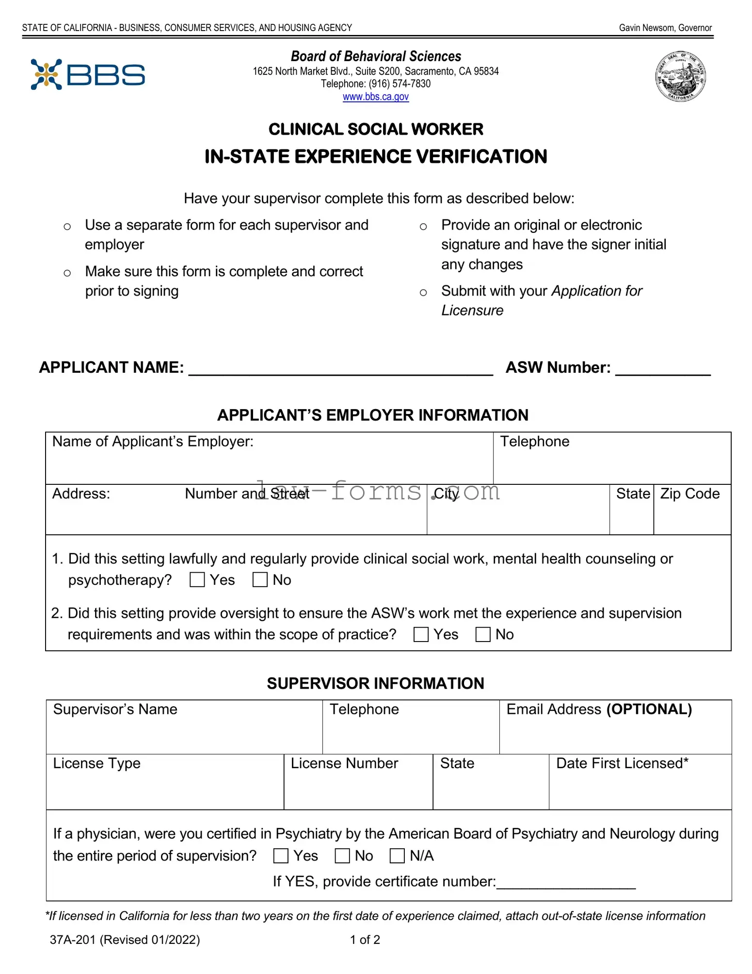 Clinical Social Experience Verification PDF Template