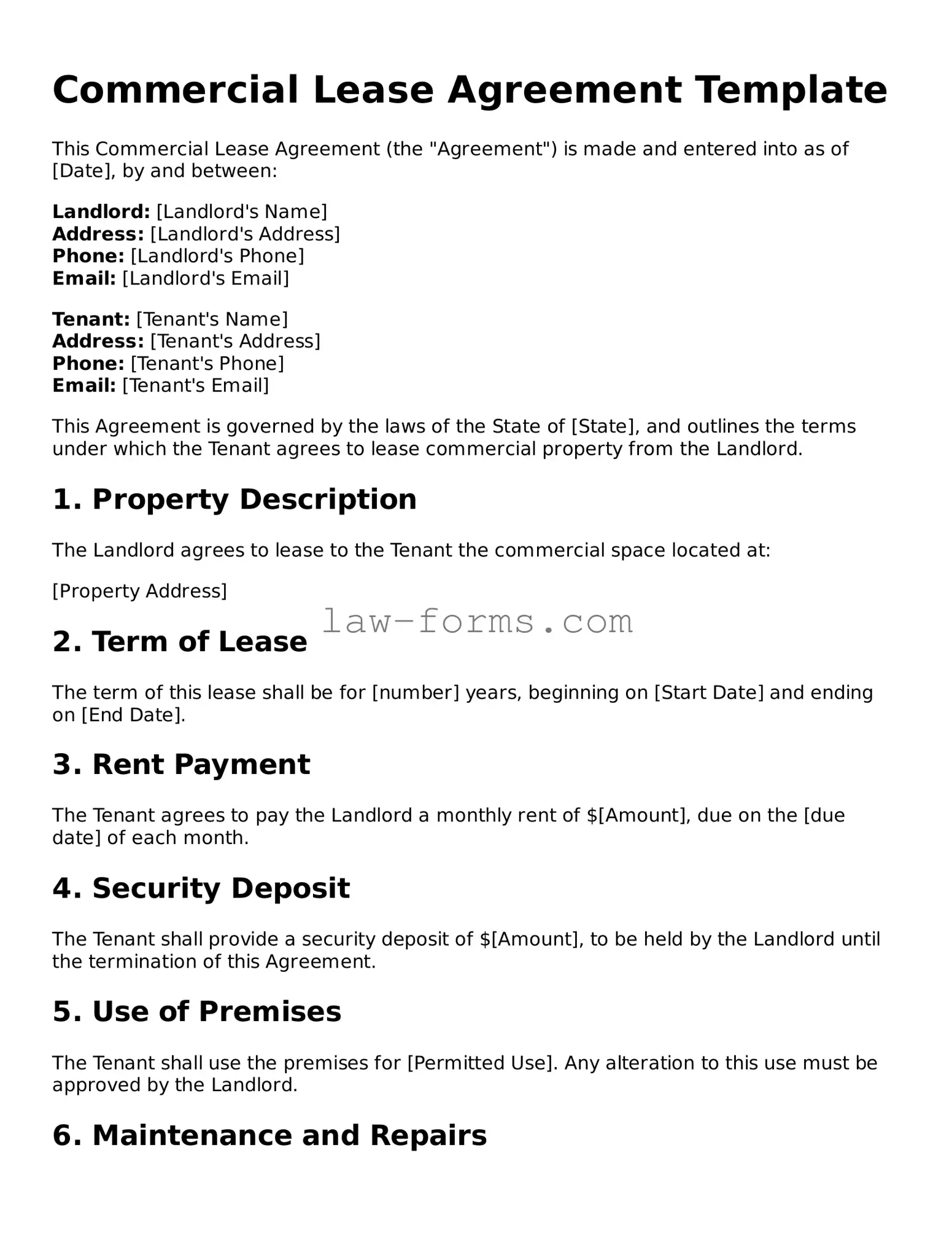 Valid Commercial Lease Agreement Template