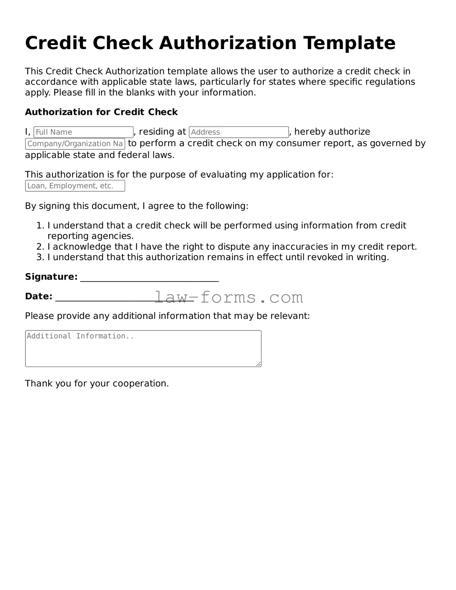 Valid Credit Check Authorization Template