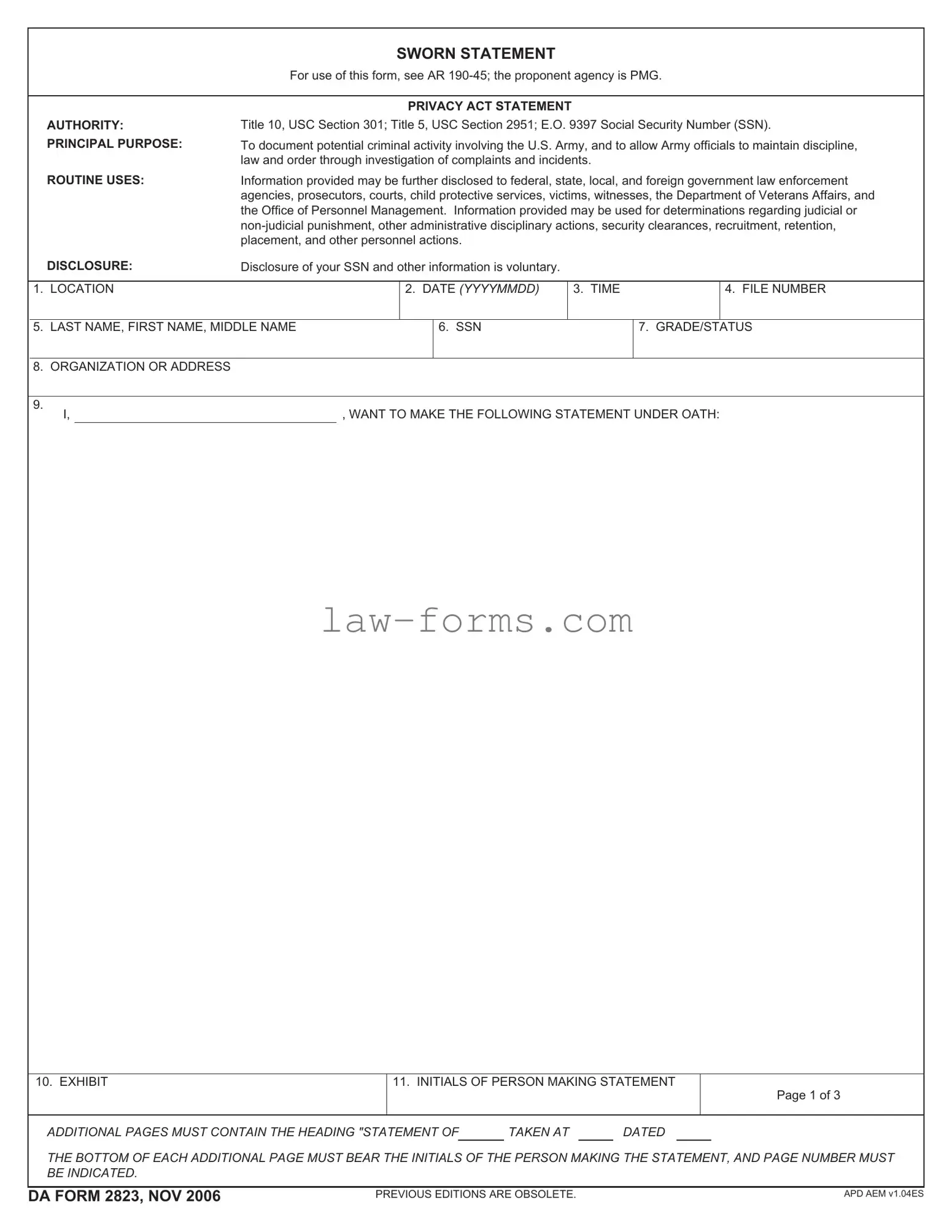 Da 2823 PDF Template
