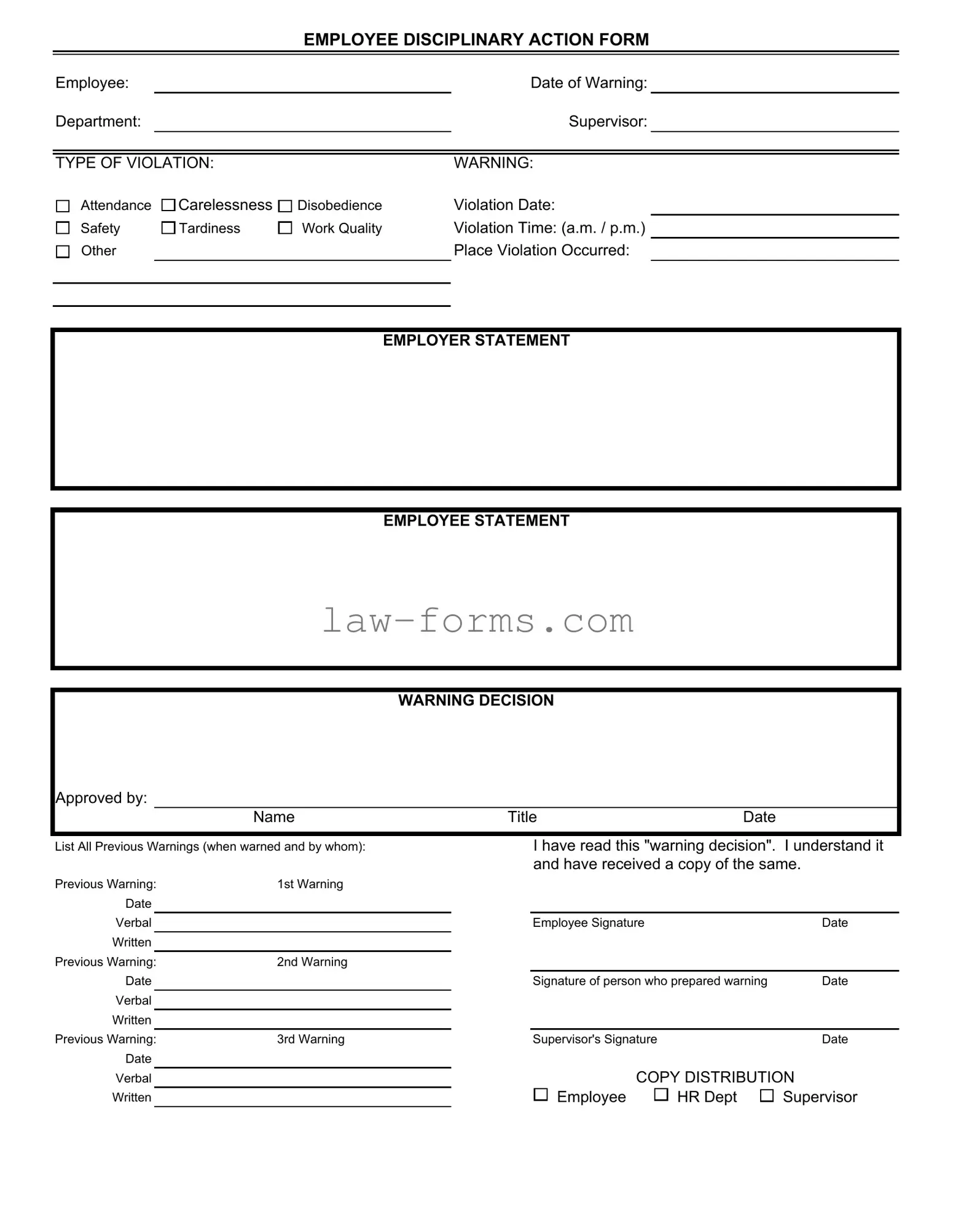 Disciplinary Action PDF Template