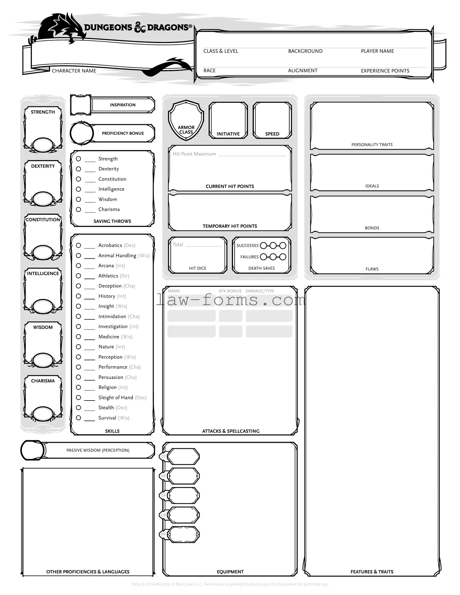 Dnd Character Sheet PDF Template