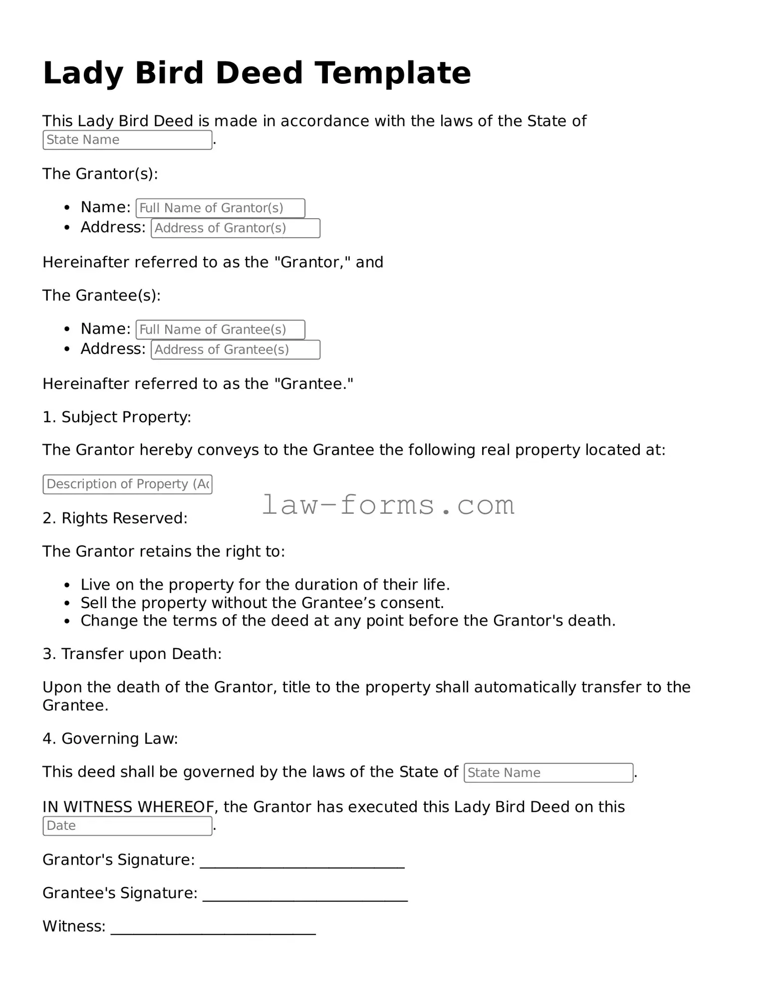 Valid Lady Bird Deed Template