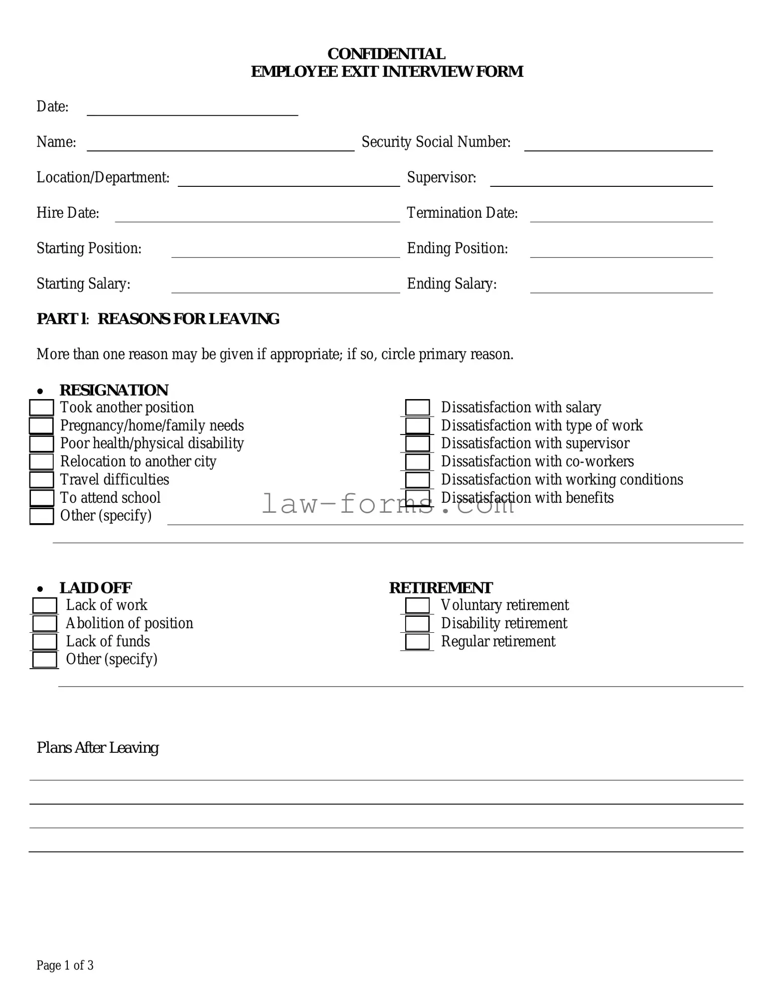 Exit Interview PDF Template