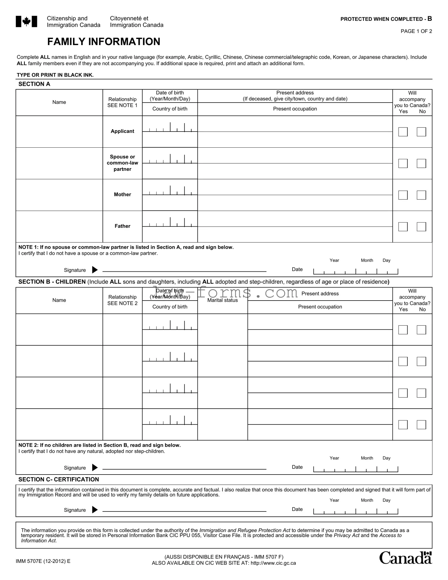 Imm5707 PDF Template