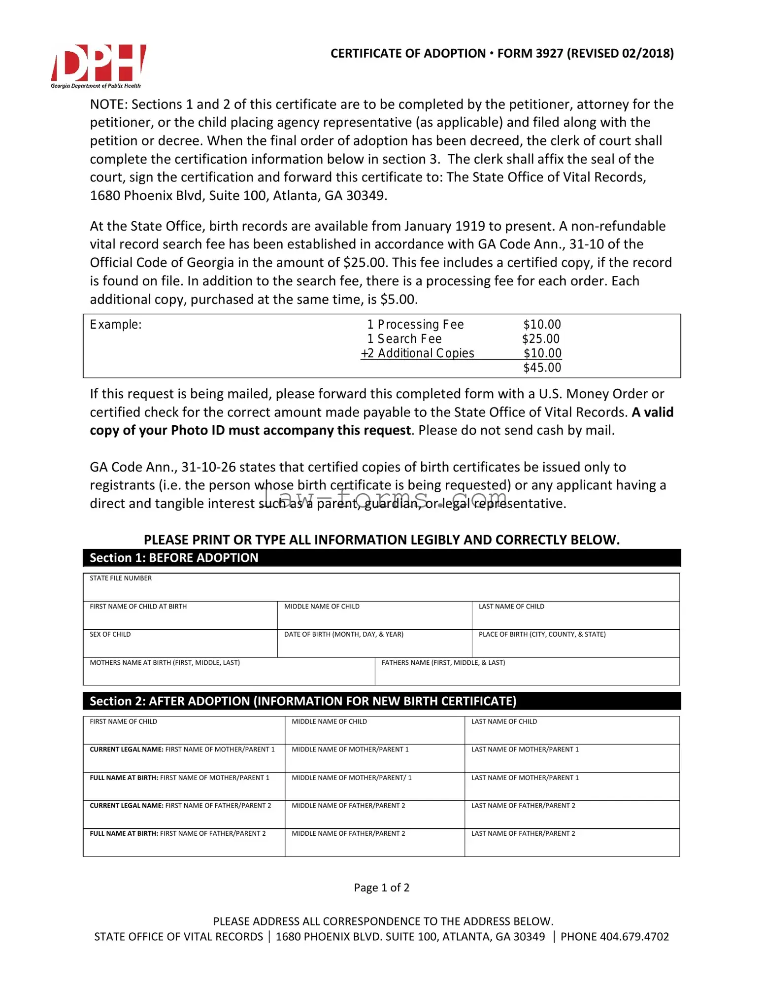 Georgia Adult Adoption Petition PDF Template