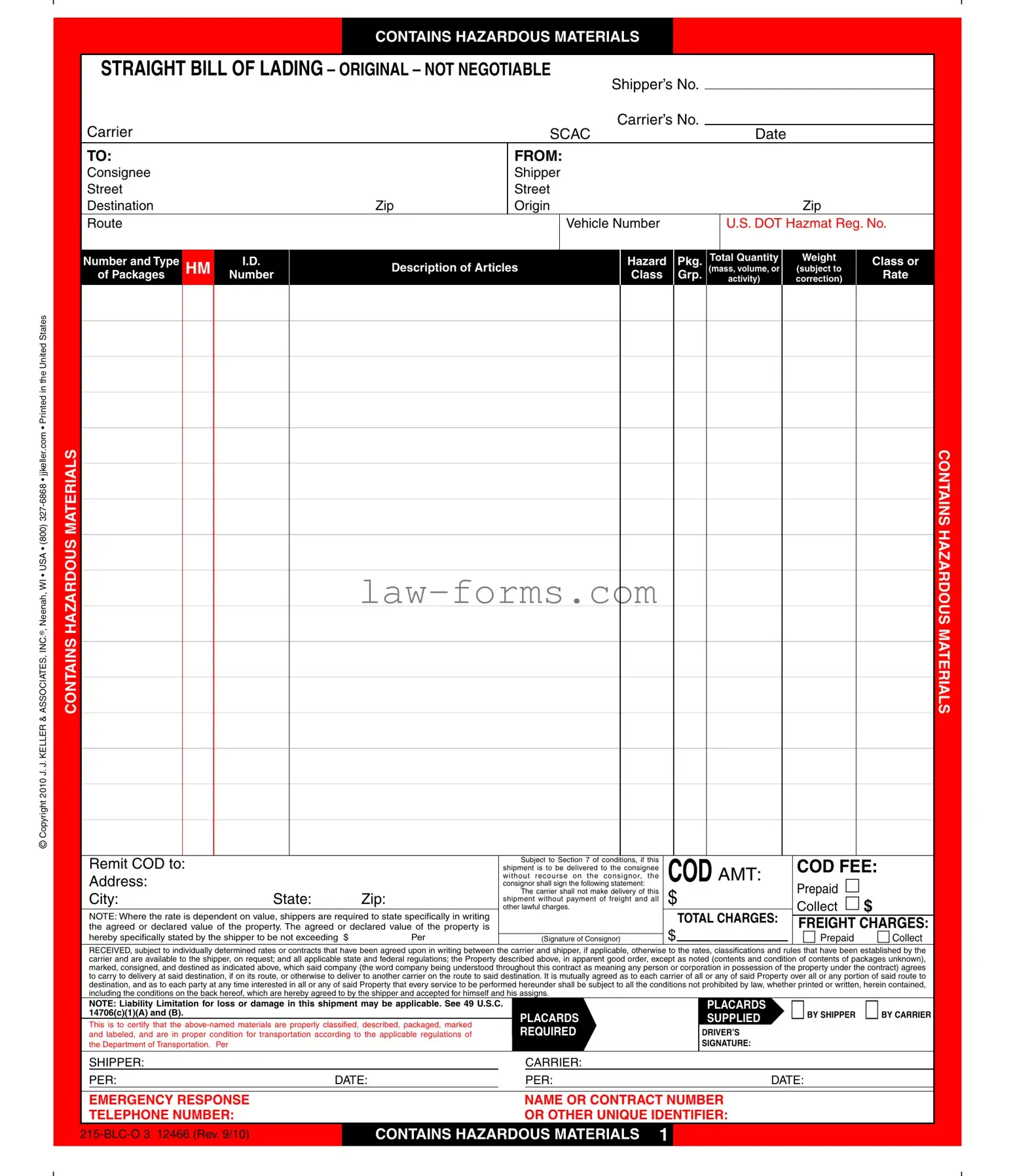 Hazard Bill Of Ladden PDF Template
