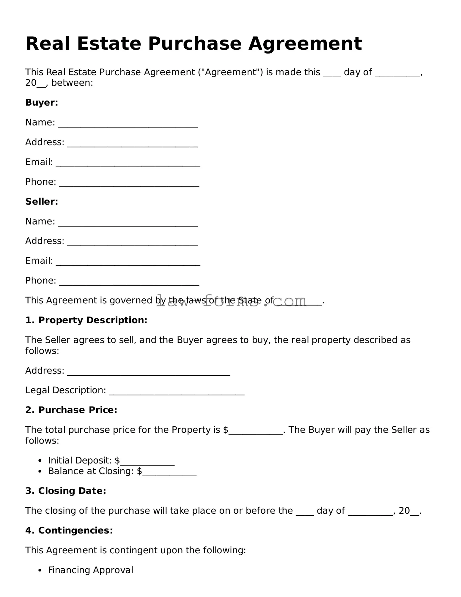 Valid Real Estate Purchase Agreement Template