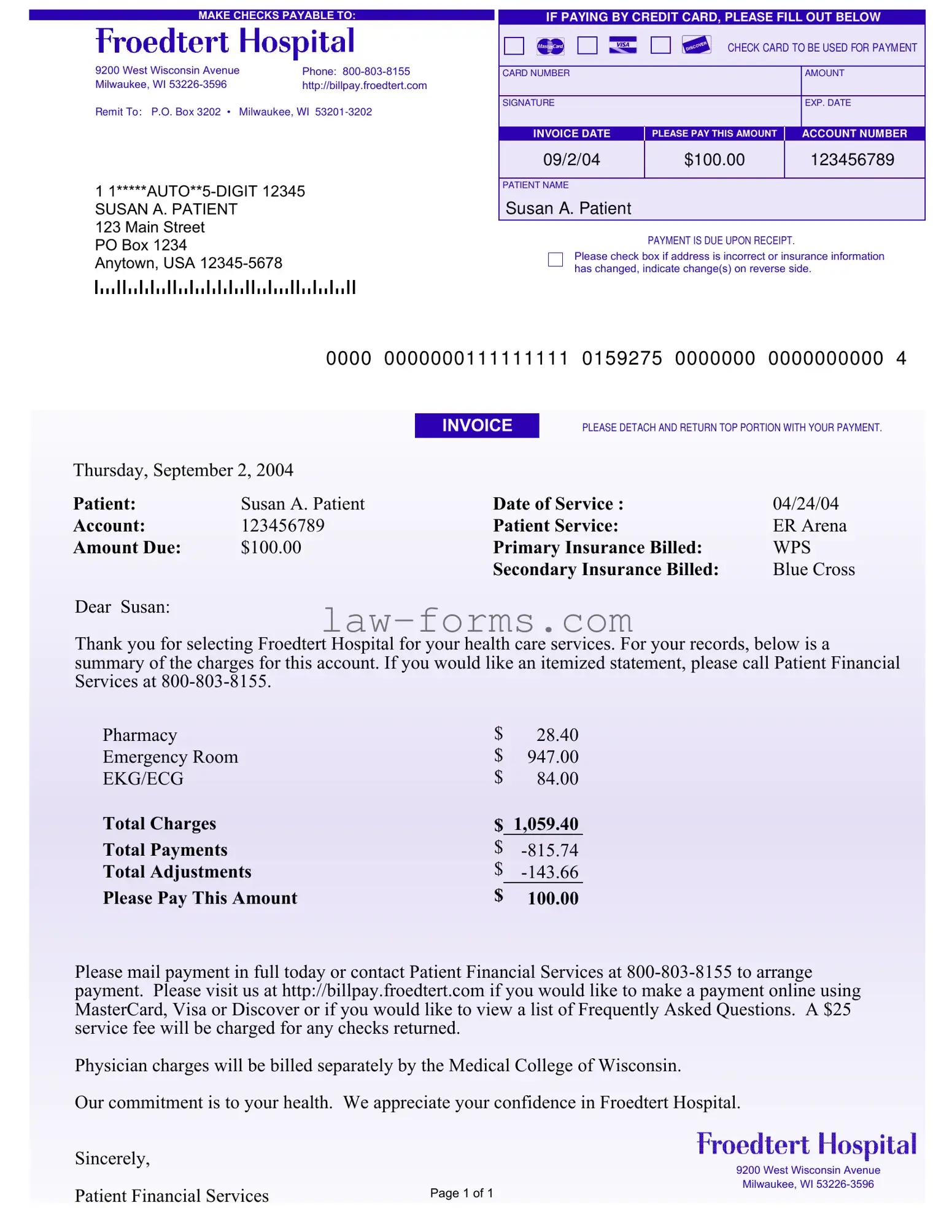 Hospital Bill PDF Template