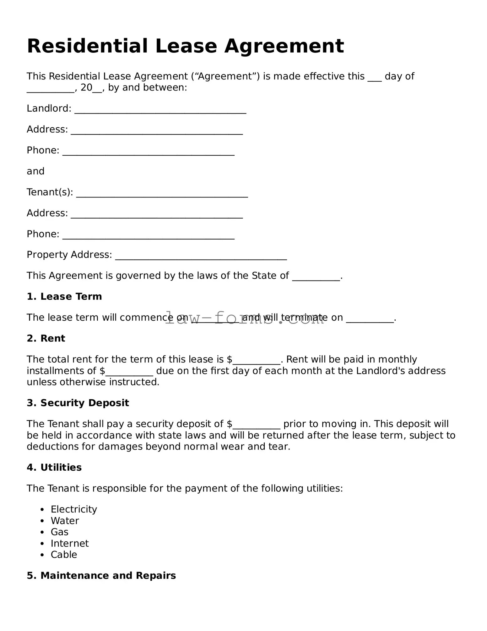 Valid Residential Lease Agreement Template