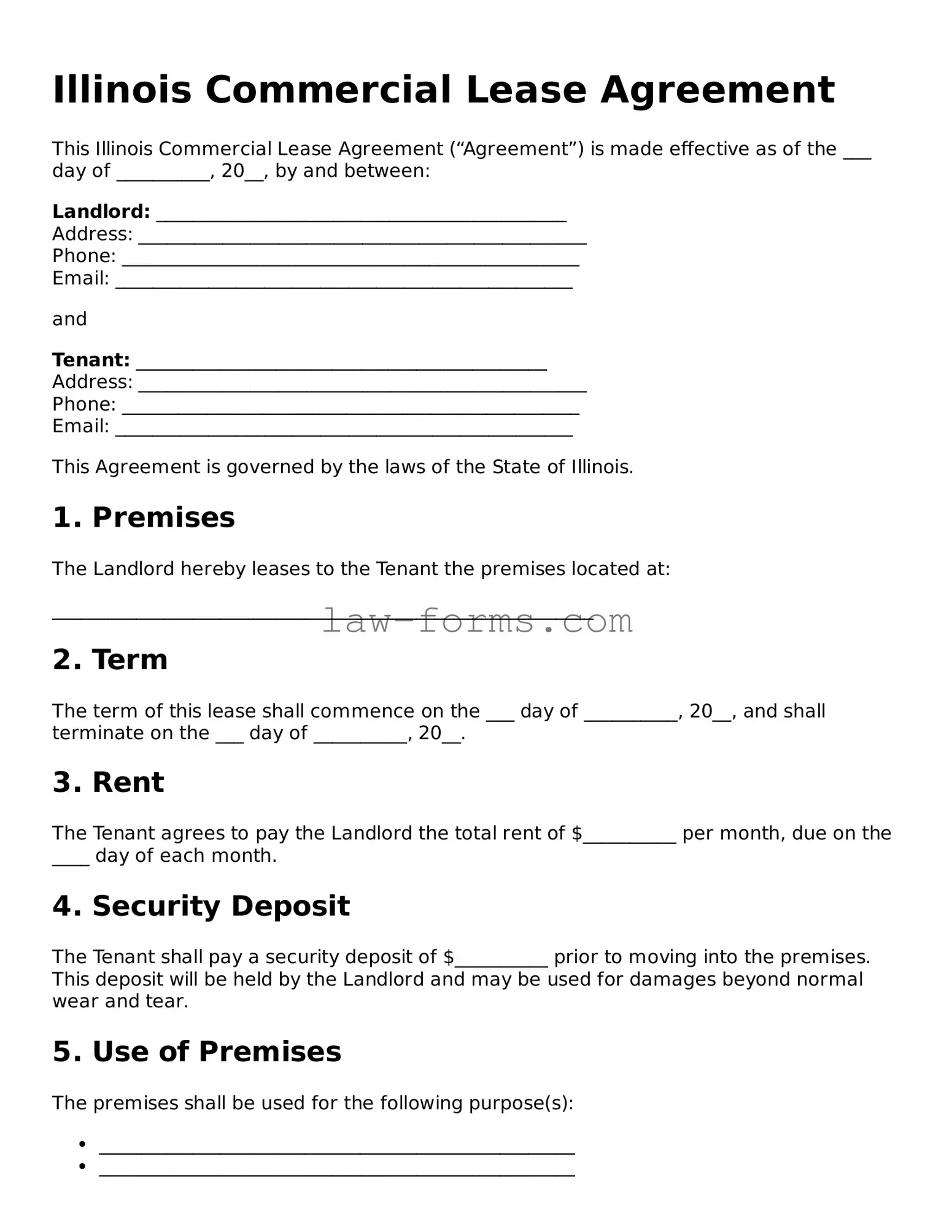 Valid Commercial Lease Agreement Form for Illinois State