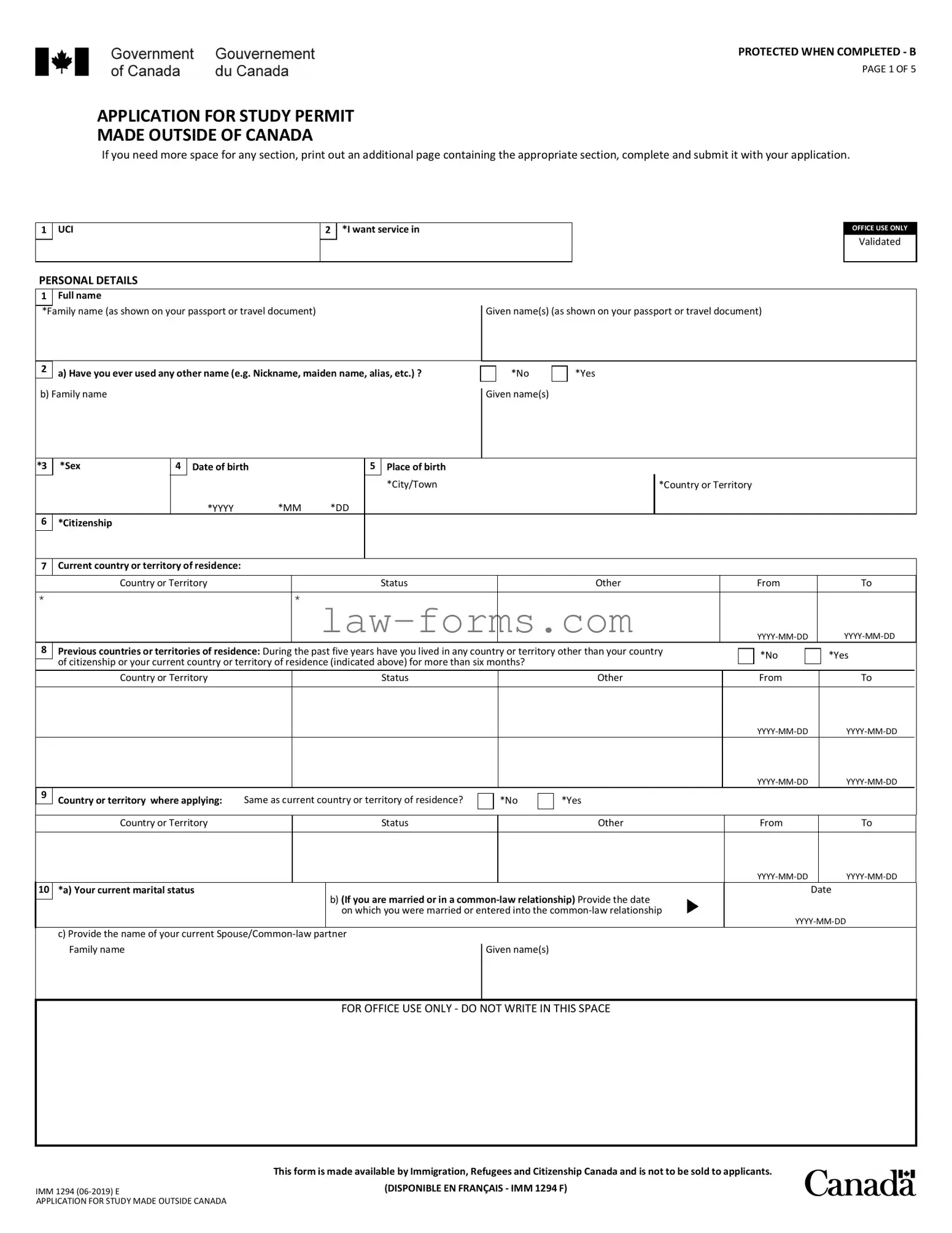 Imm 1294 PDF Template