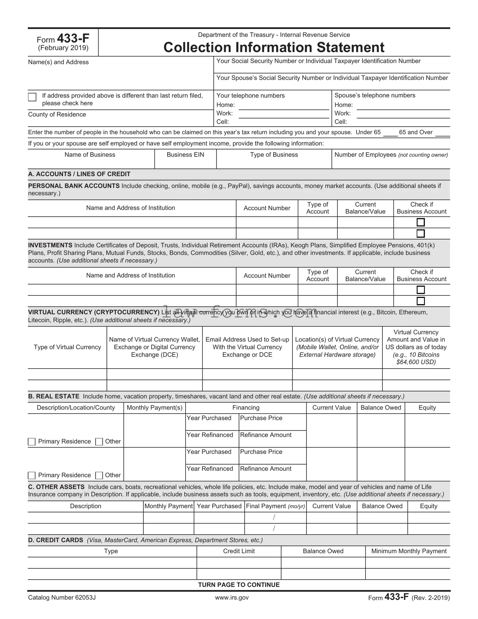 IRS 433-F PDF Template