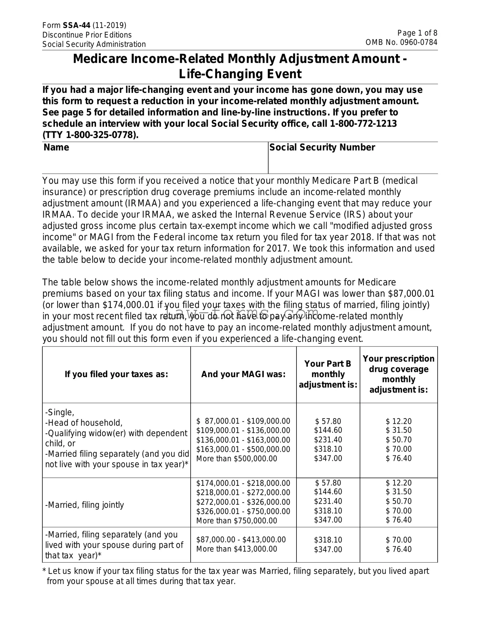 SSA SSA-44 PDF Template