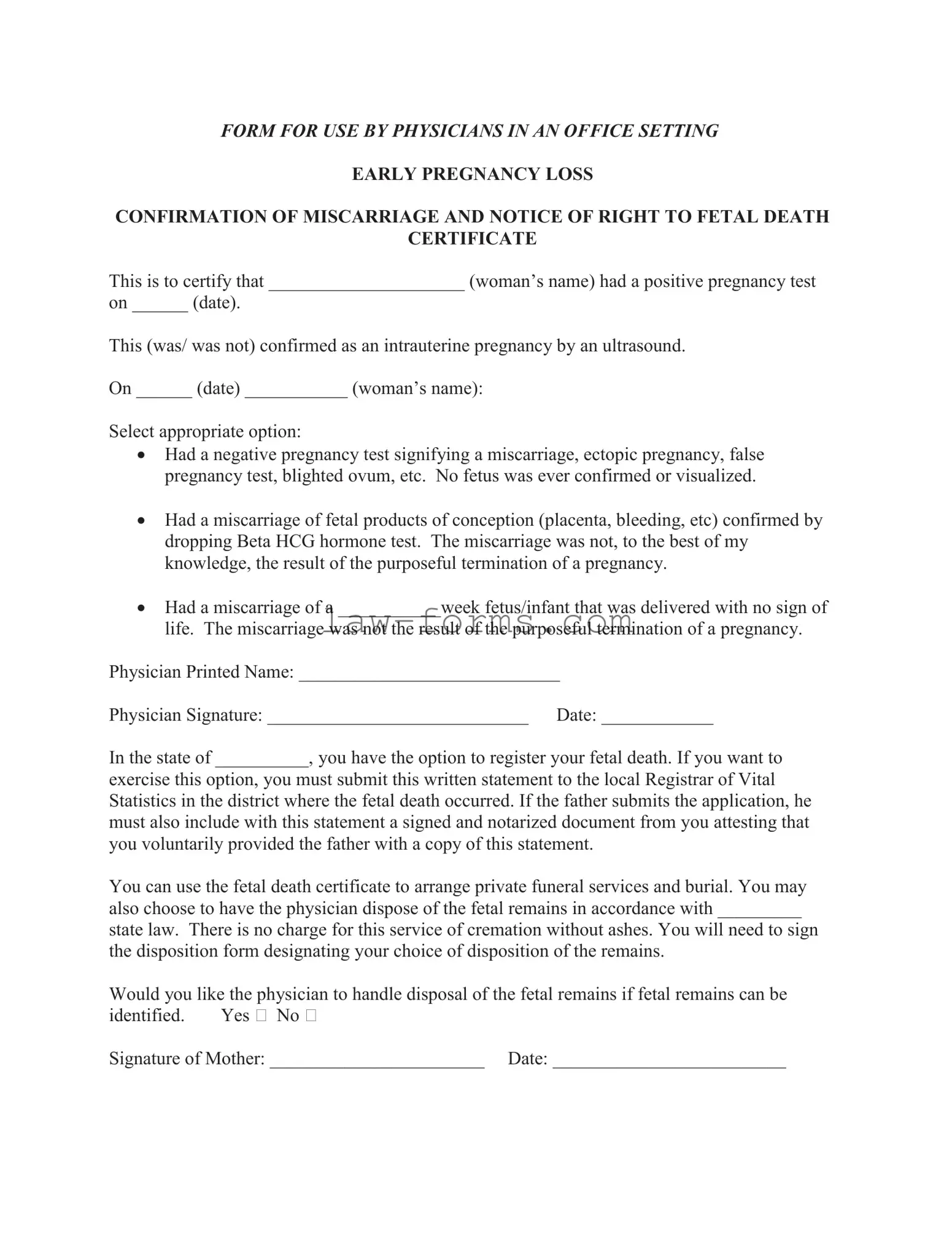 Miscarriage Discharge Paper PDF Template