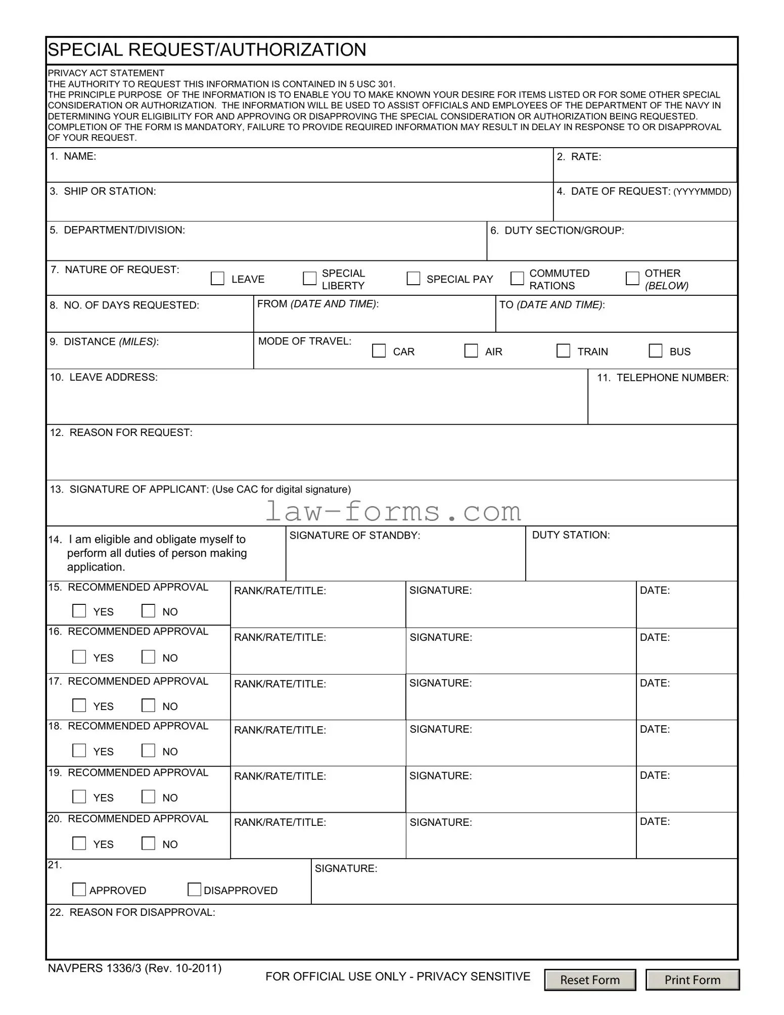Navpers 1336 3 PDF Template