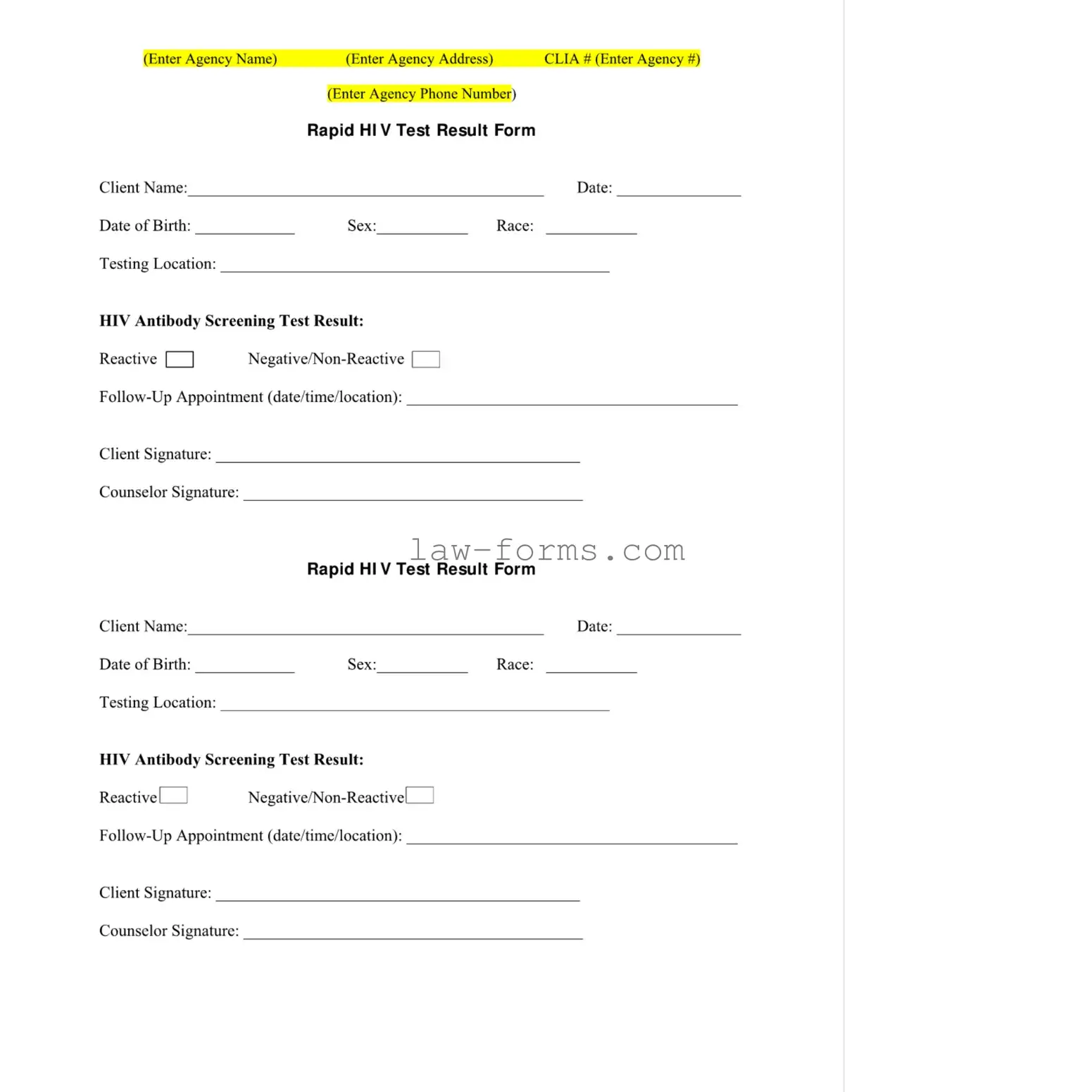 Negative Hiv Test PDF Template