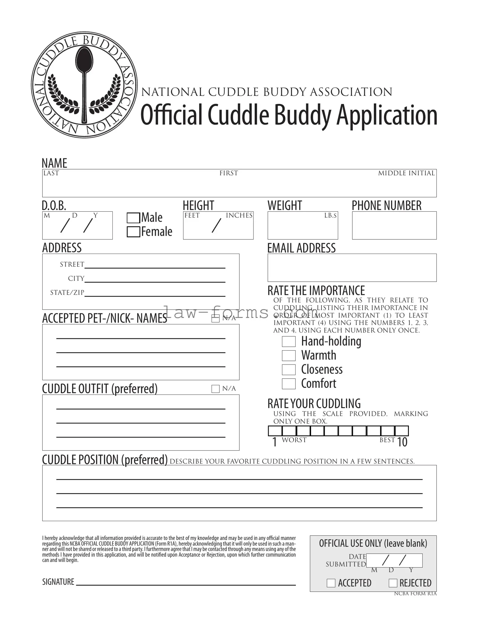 Cuddle Buddy Application PDF Template