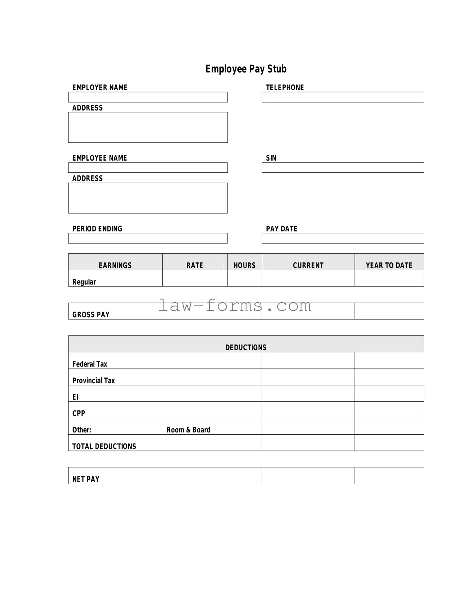Pay Stub PDF Template