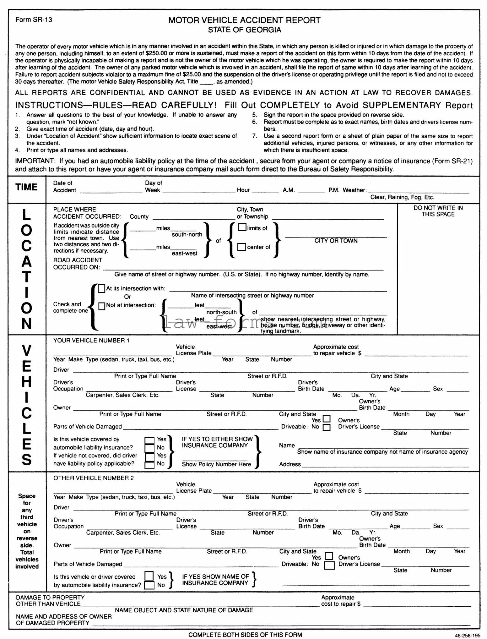 Personal Accident Report Sr 13 Ga PDF Template