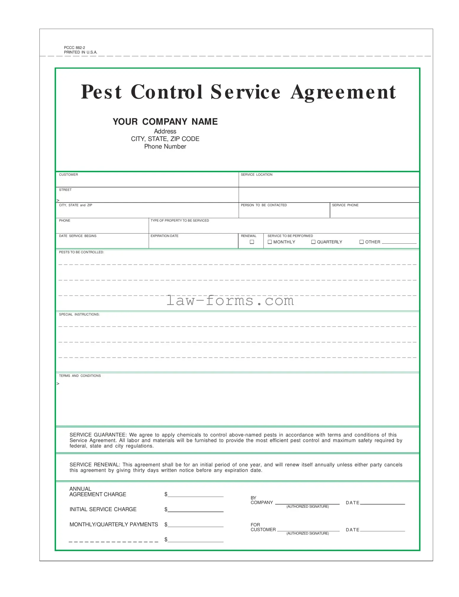 Pest Control Contract PDF Template
