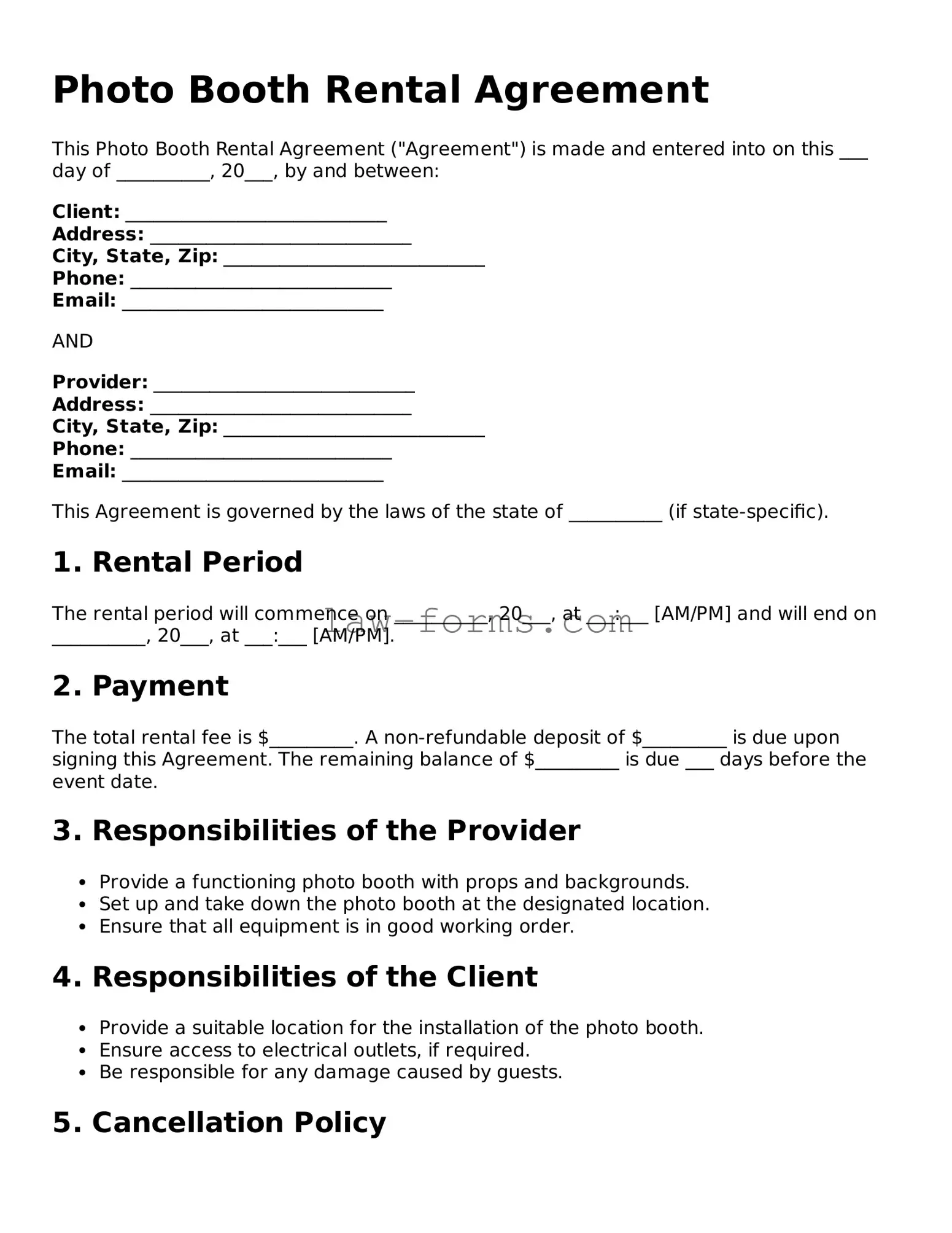 Valid Photo Booth Rental Agreement Template
