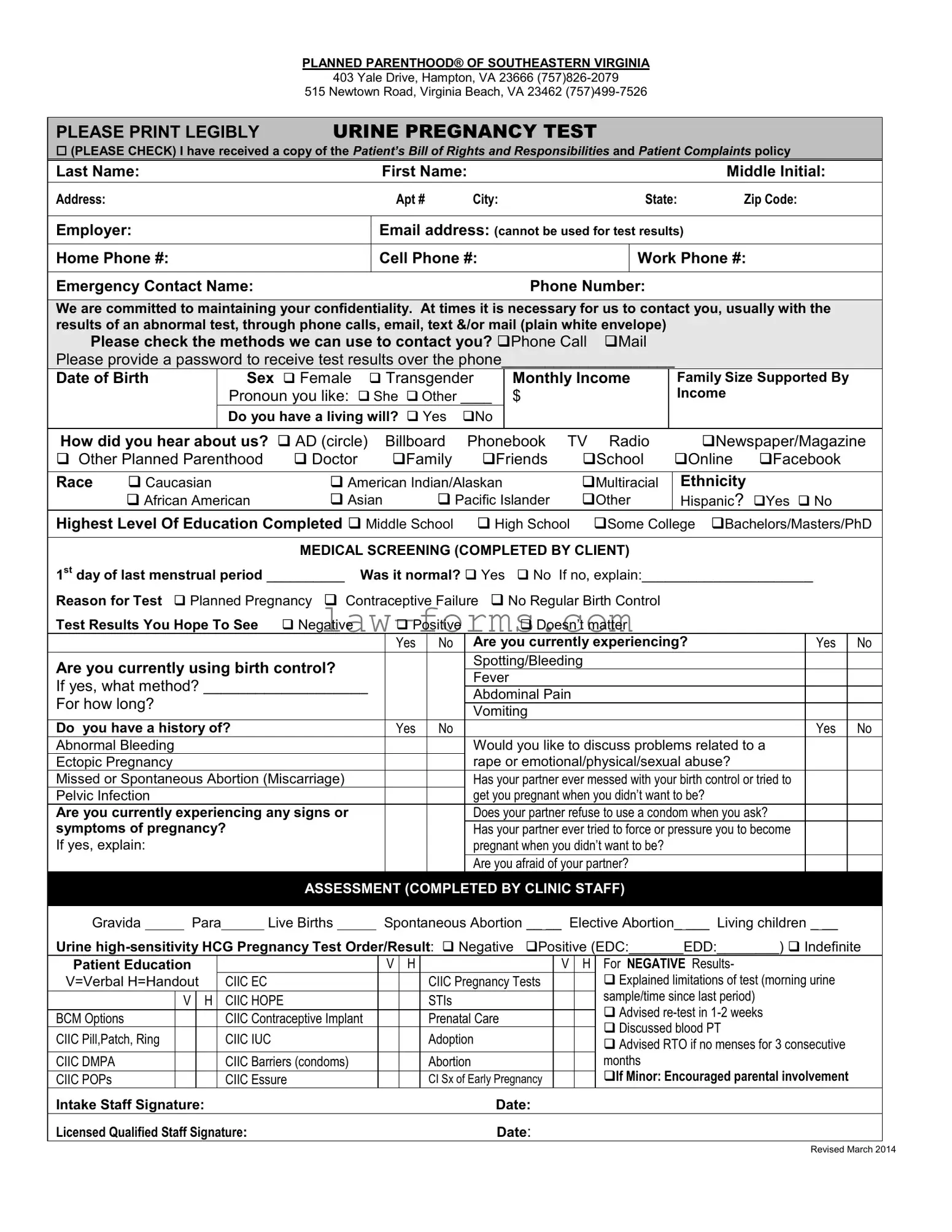 Planned Parenthood Proof PDF Template