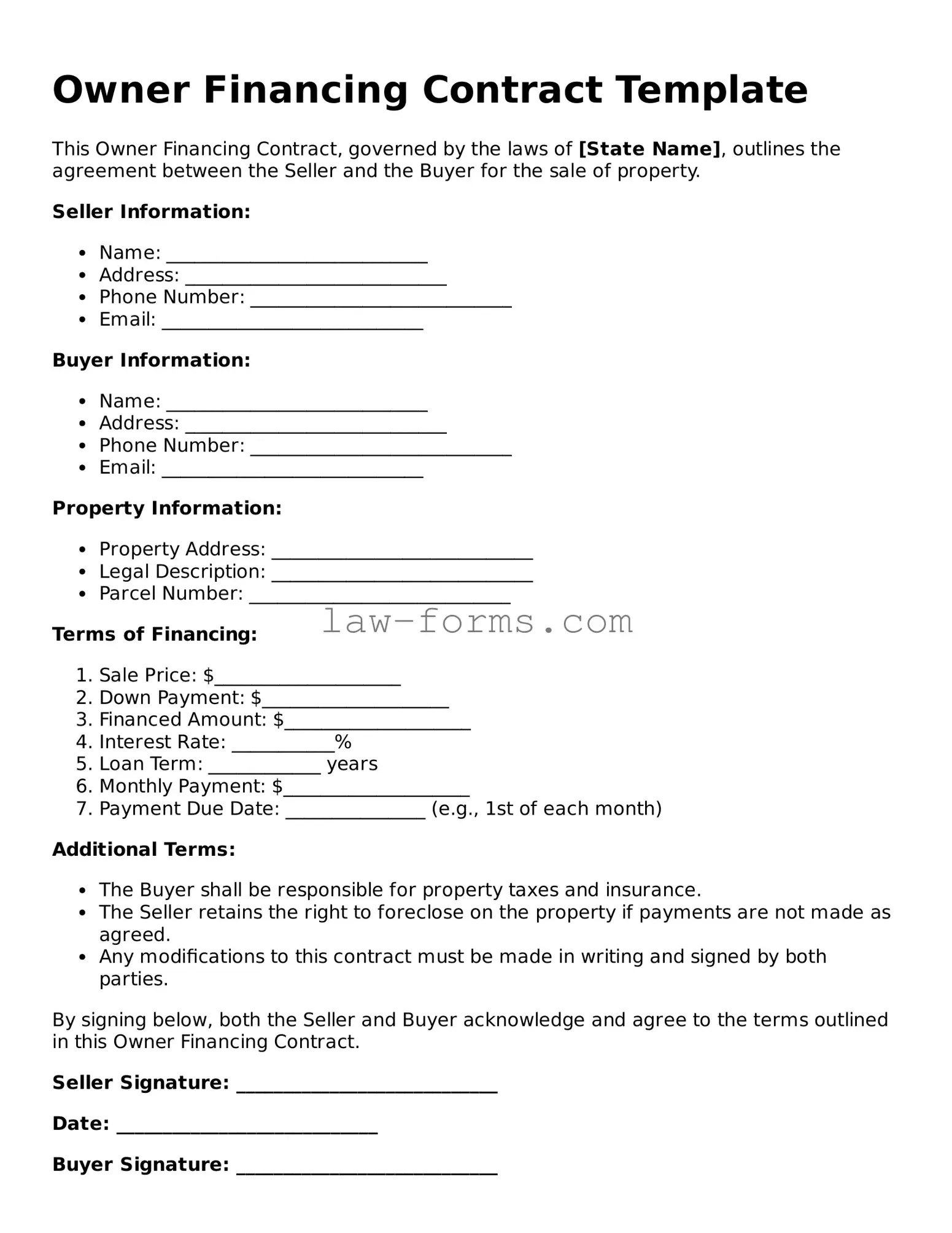 Valid Owner Financing Contract Template