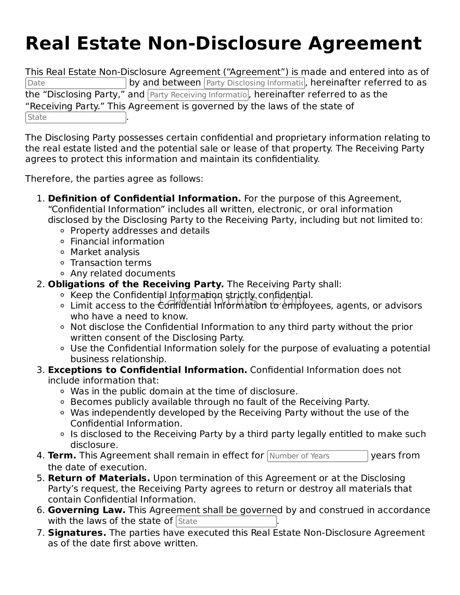 Valid Real Estate Non-Disclosure Agreement Template
