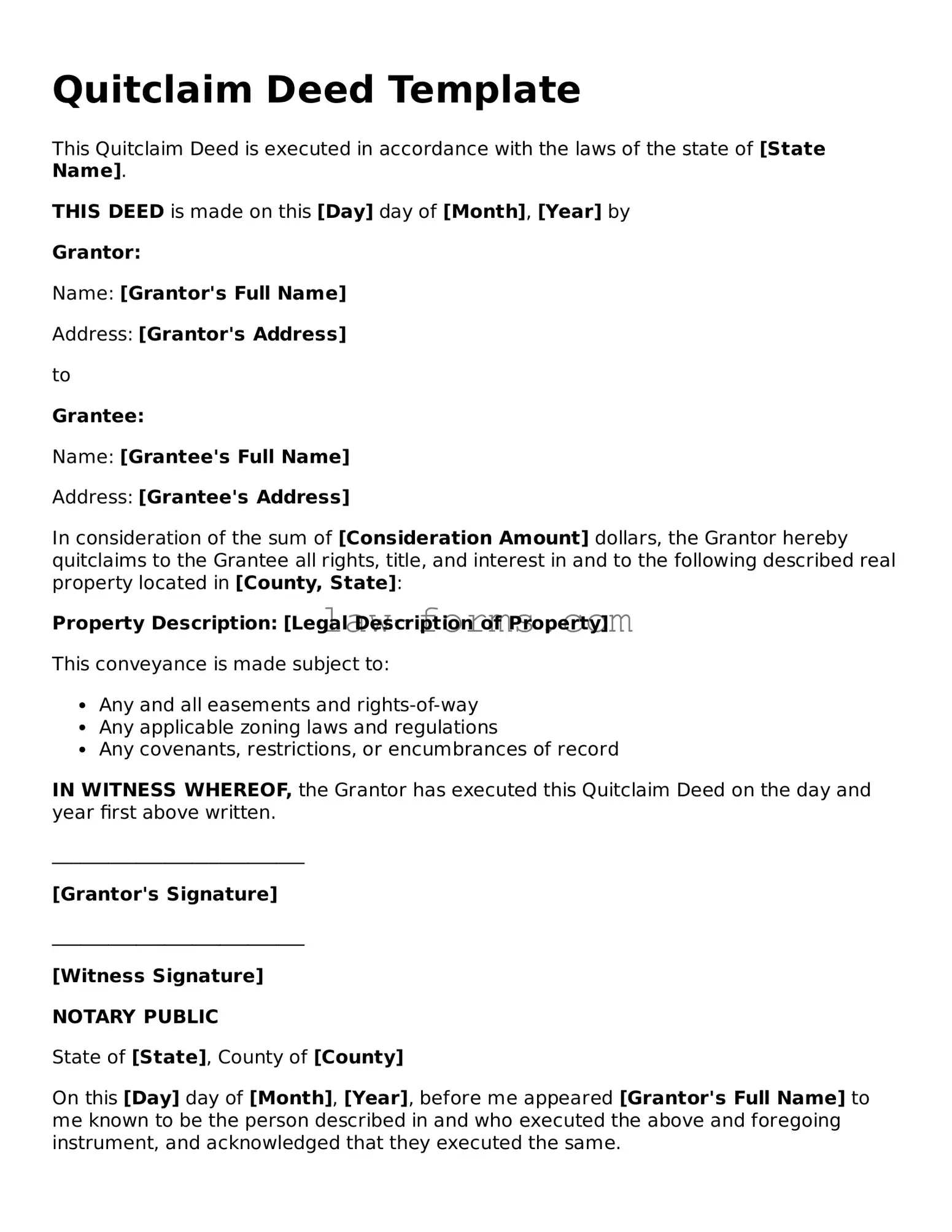 Valid Quitclaim Deed Template