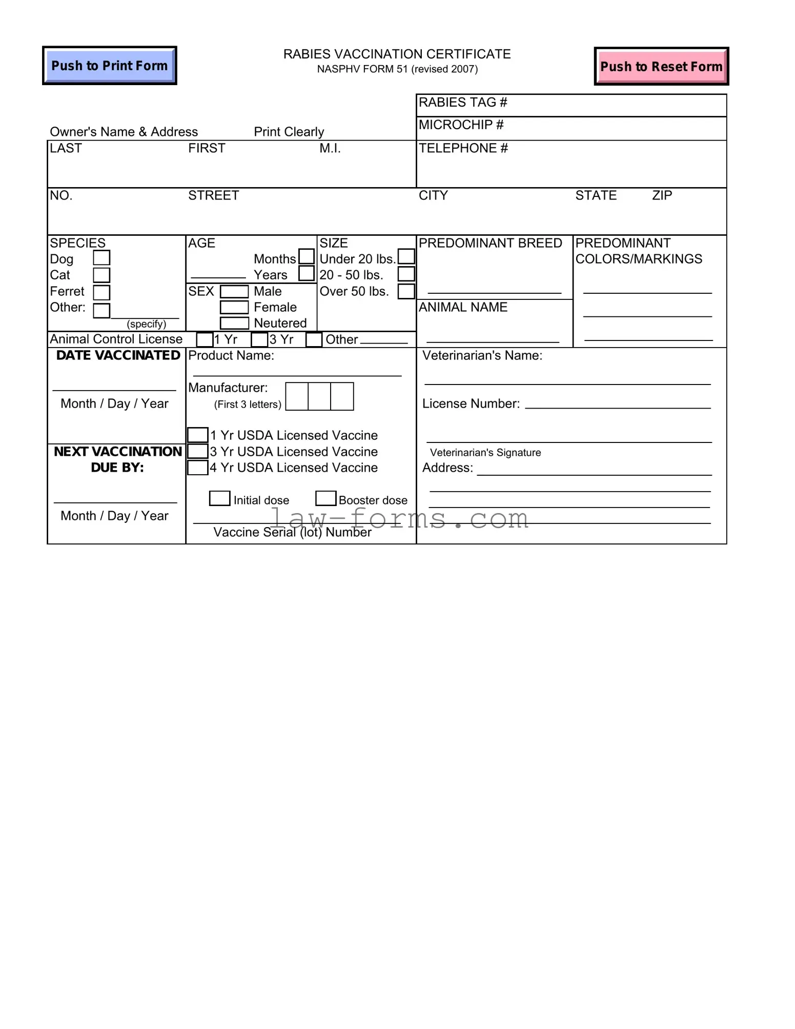 Rabies Certificate PDF Template
