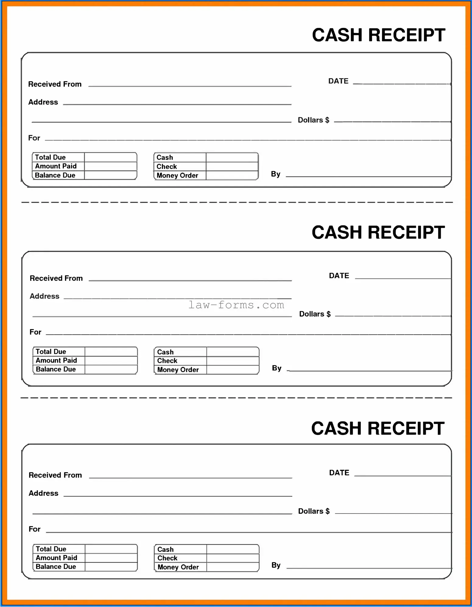 Cash Receipt PDF Template