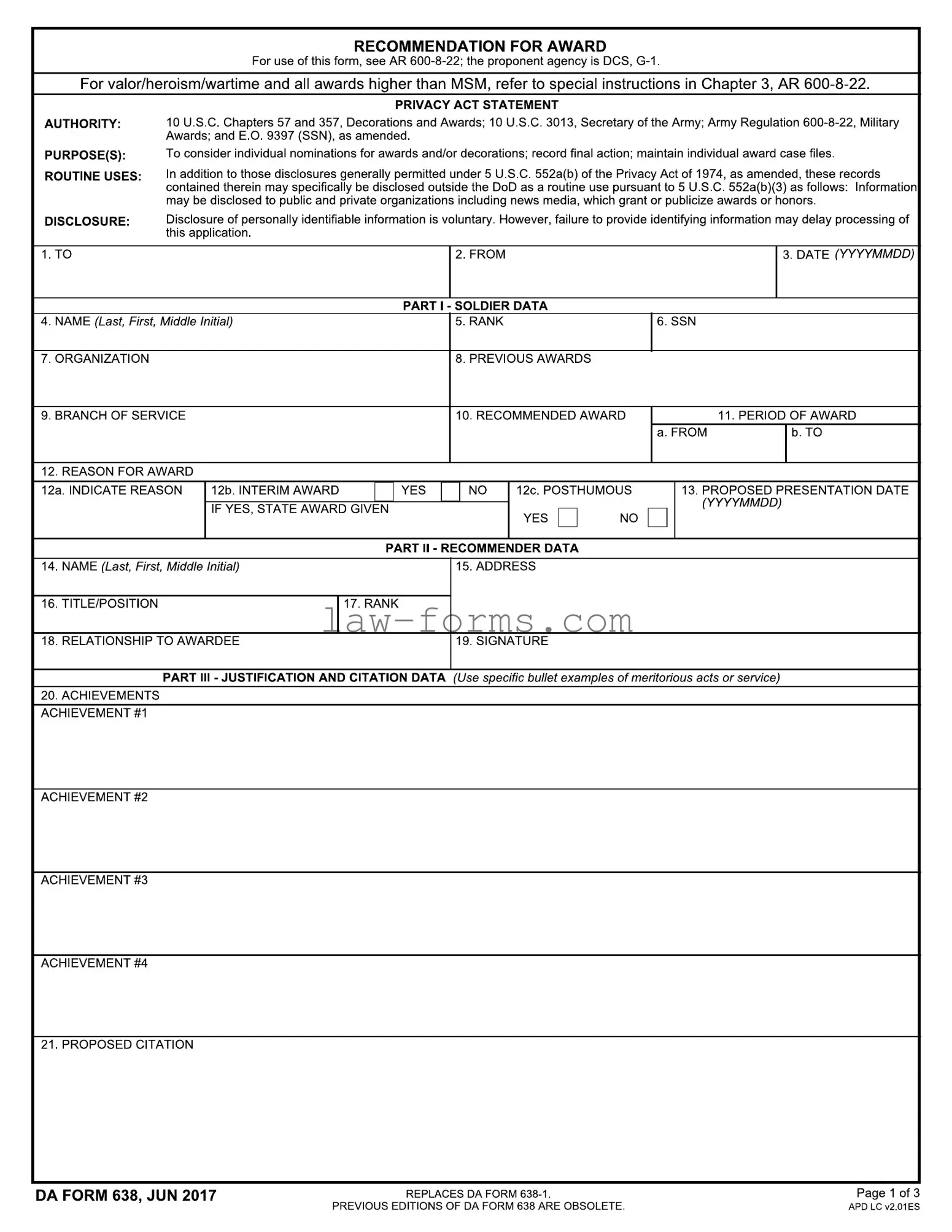 Da 638 PDF Template