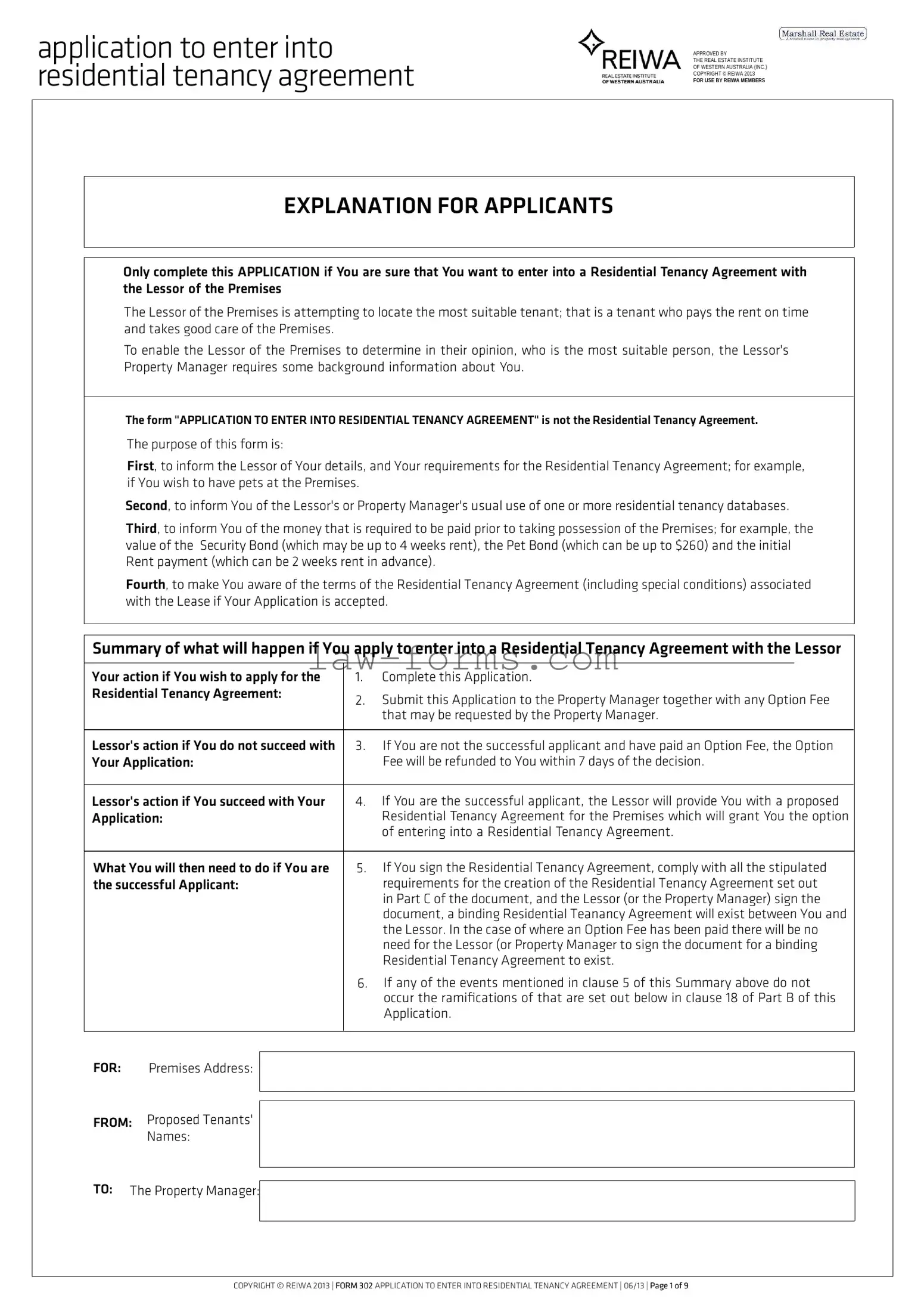 Reiwa Tenancy Application PDF Template