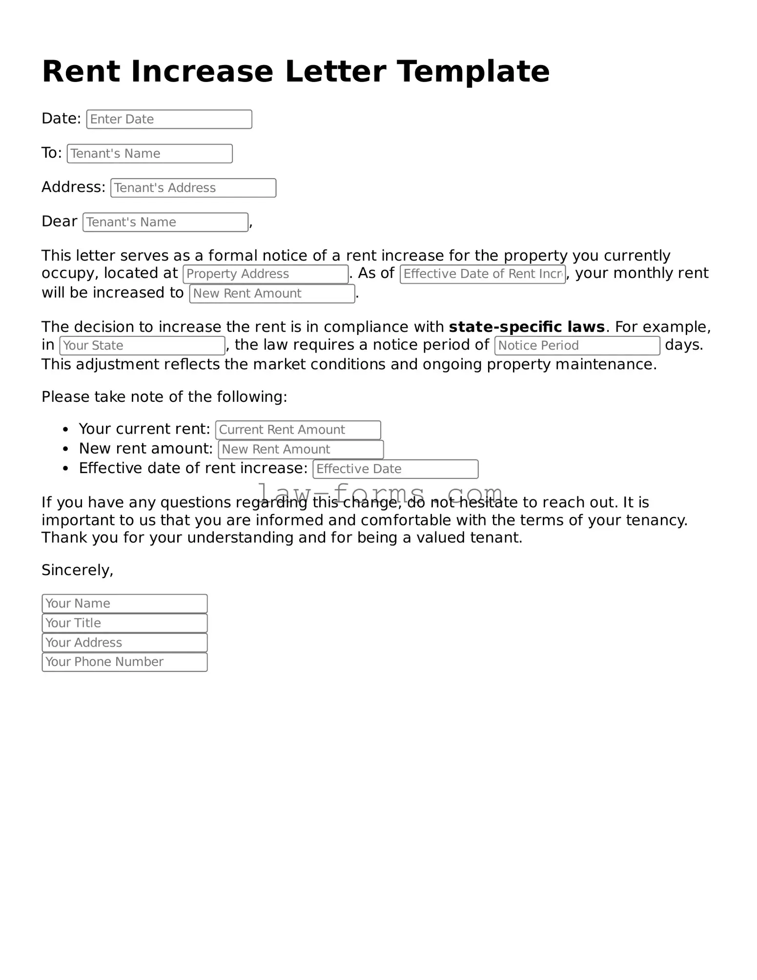 Valid Rent Increase Letter Template