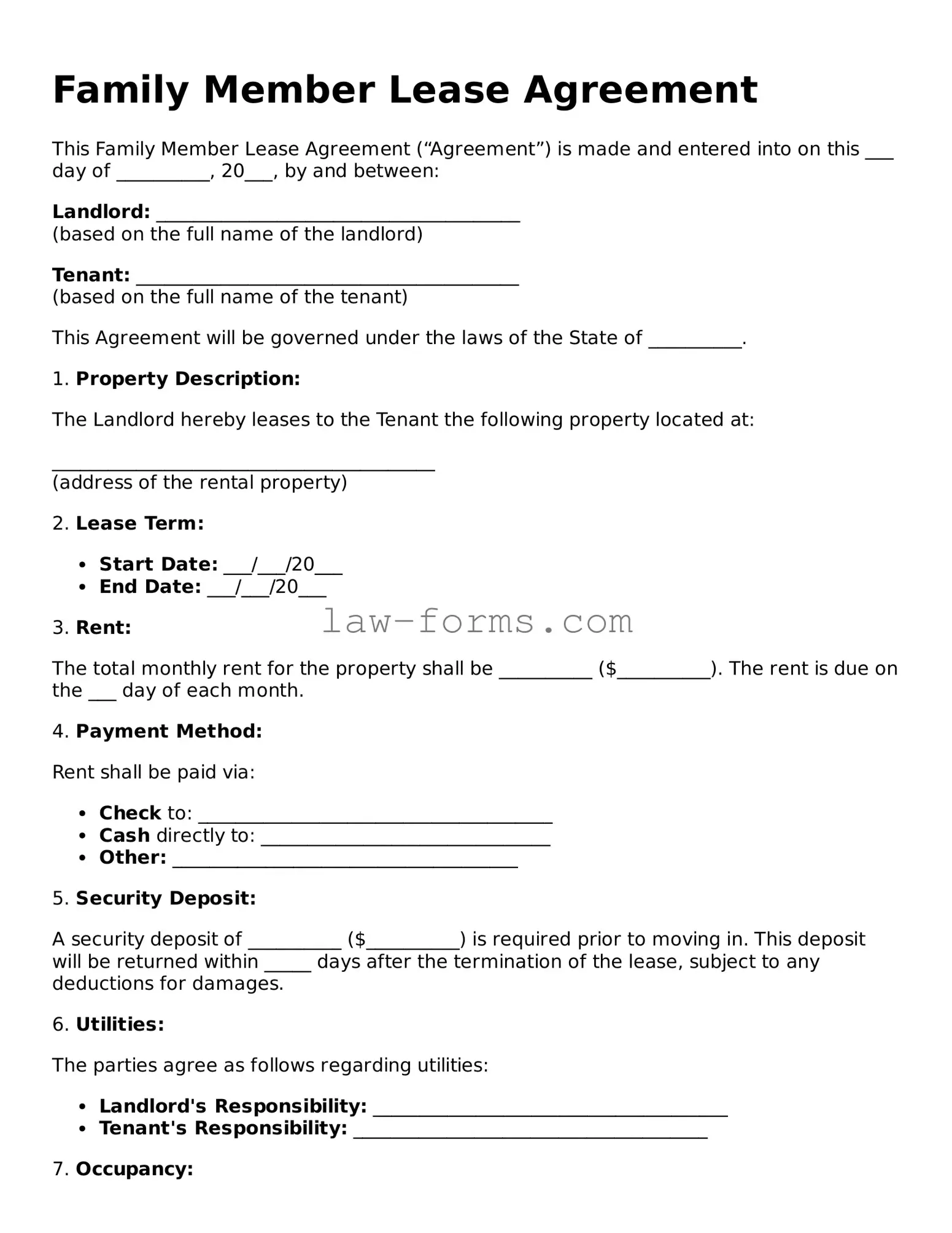Valid Family Member Lease Agreement Template