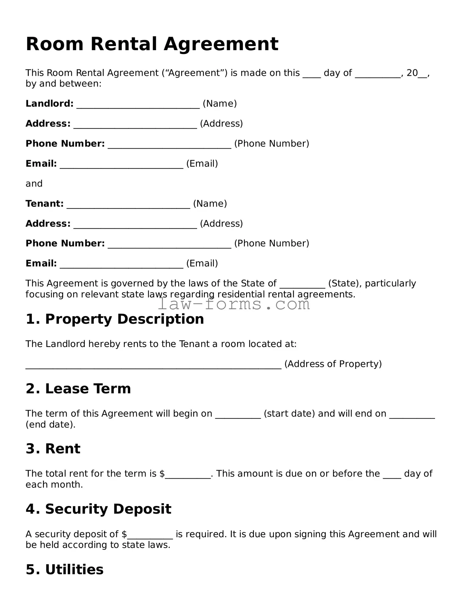 Valid Room Rental Agreement Template