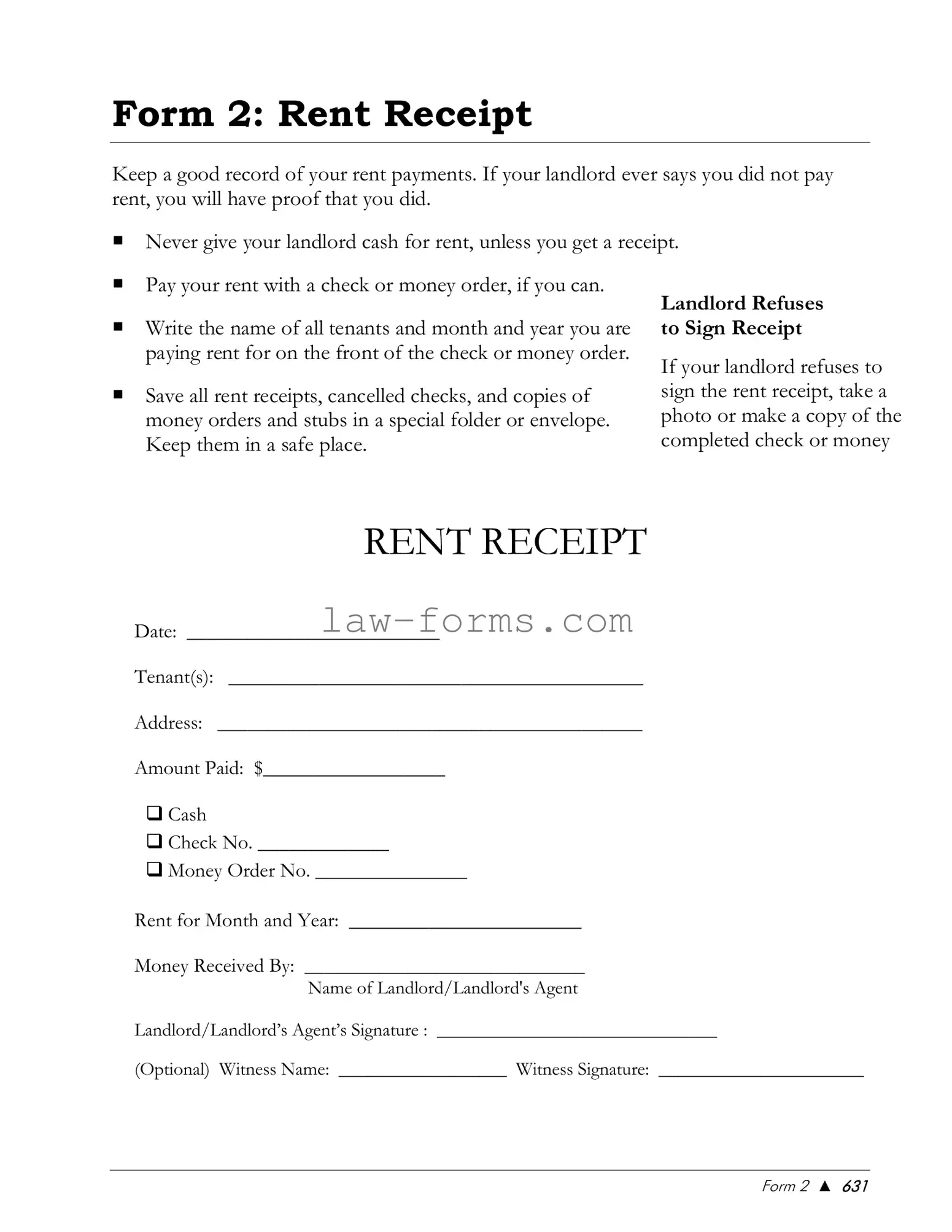 Rental Receipt PDF Template