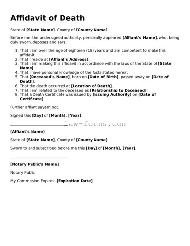 Valid Affidavit of Death Template